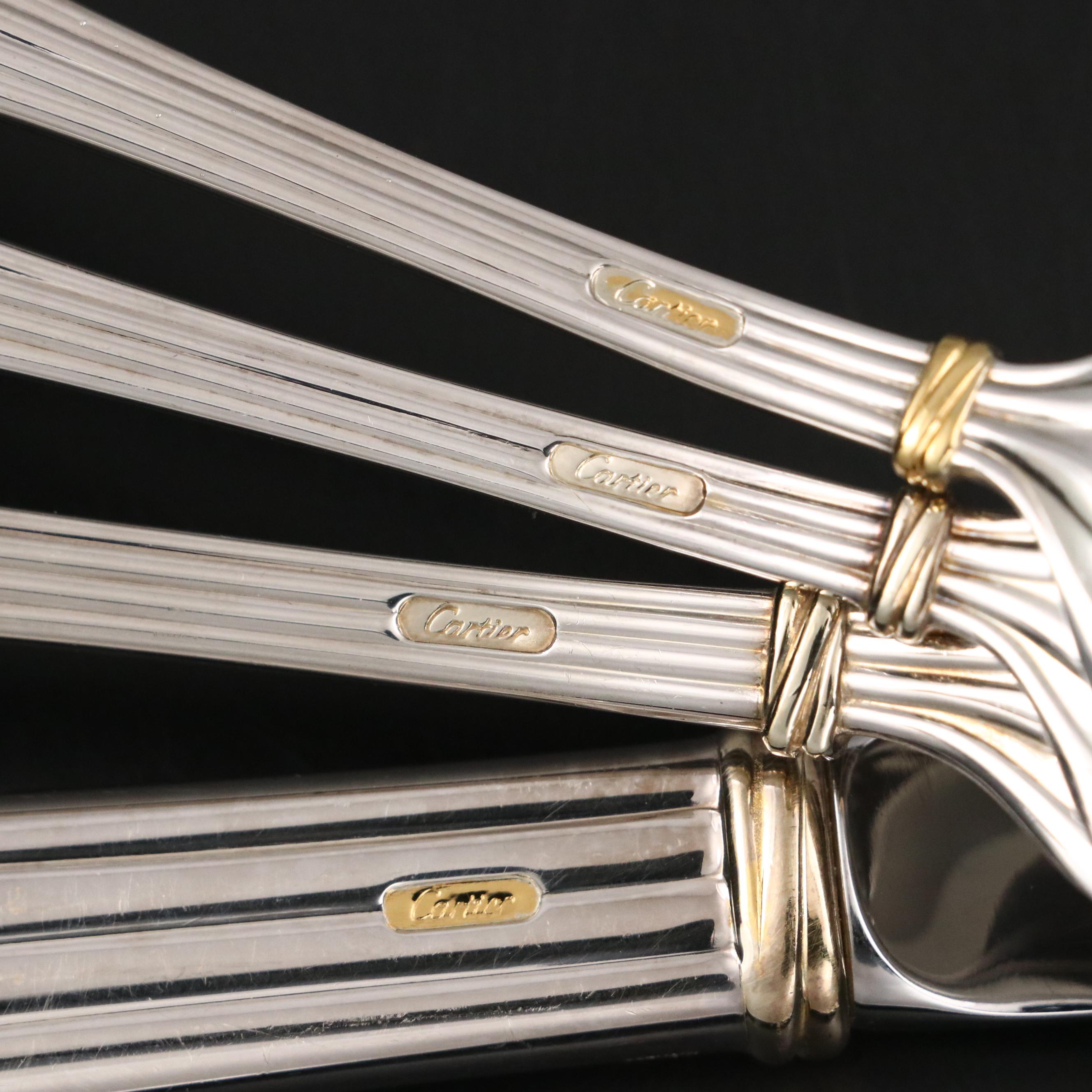 Cartier "Du Prince" Gilt Silver Plate Flatware with Presentation Boxes