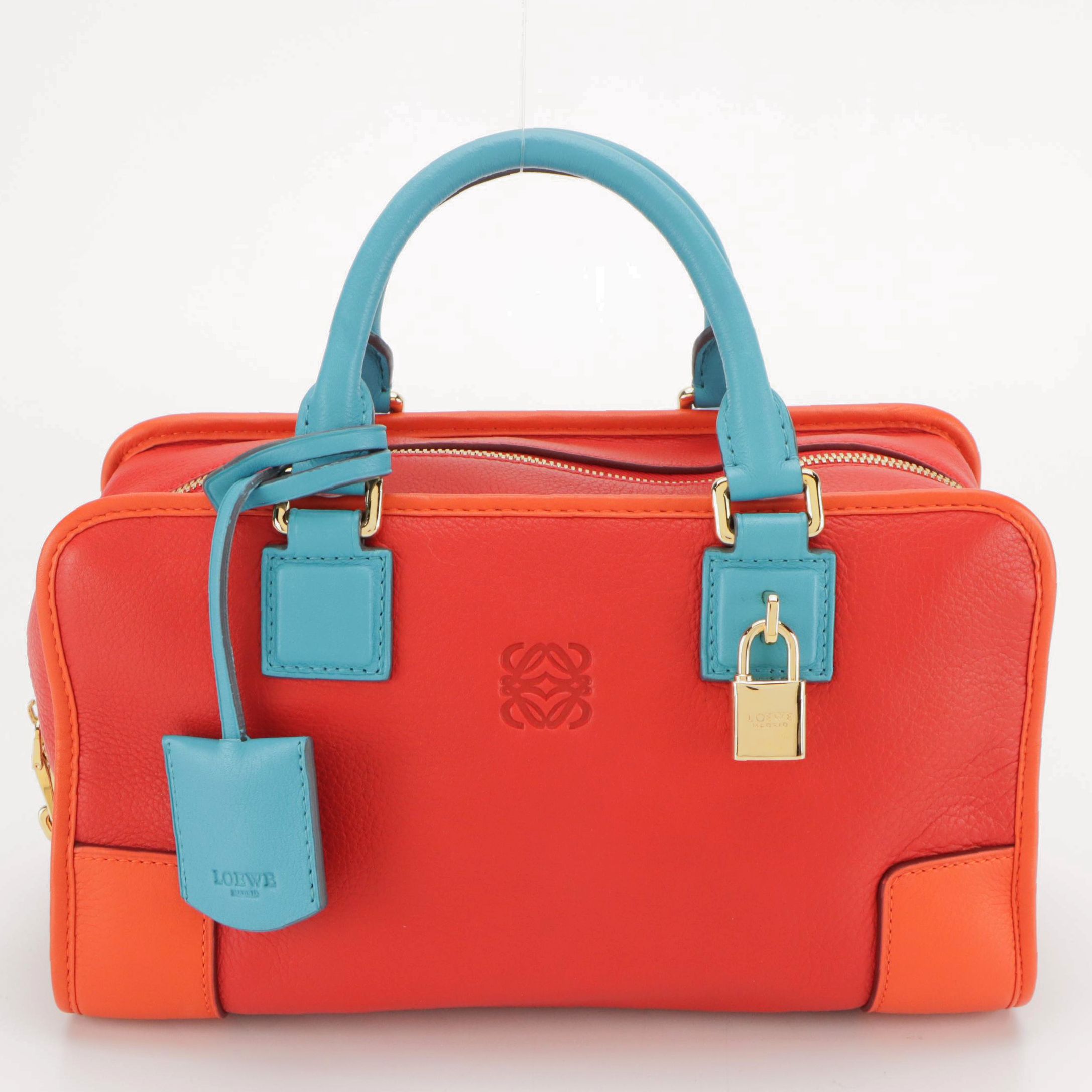 Loewe Limited Edition Amazona 28 Handbag in Tricolor Calf and Sheepskin Leather