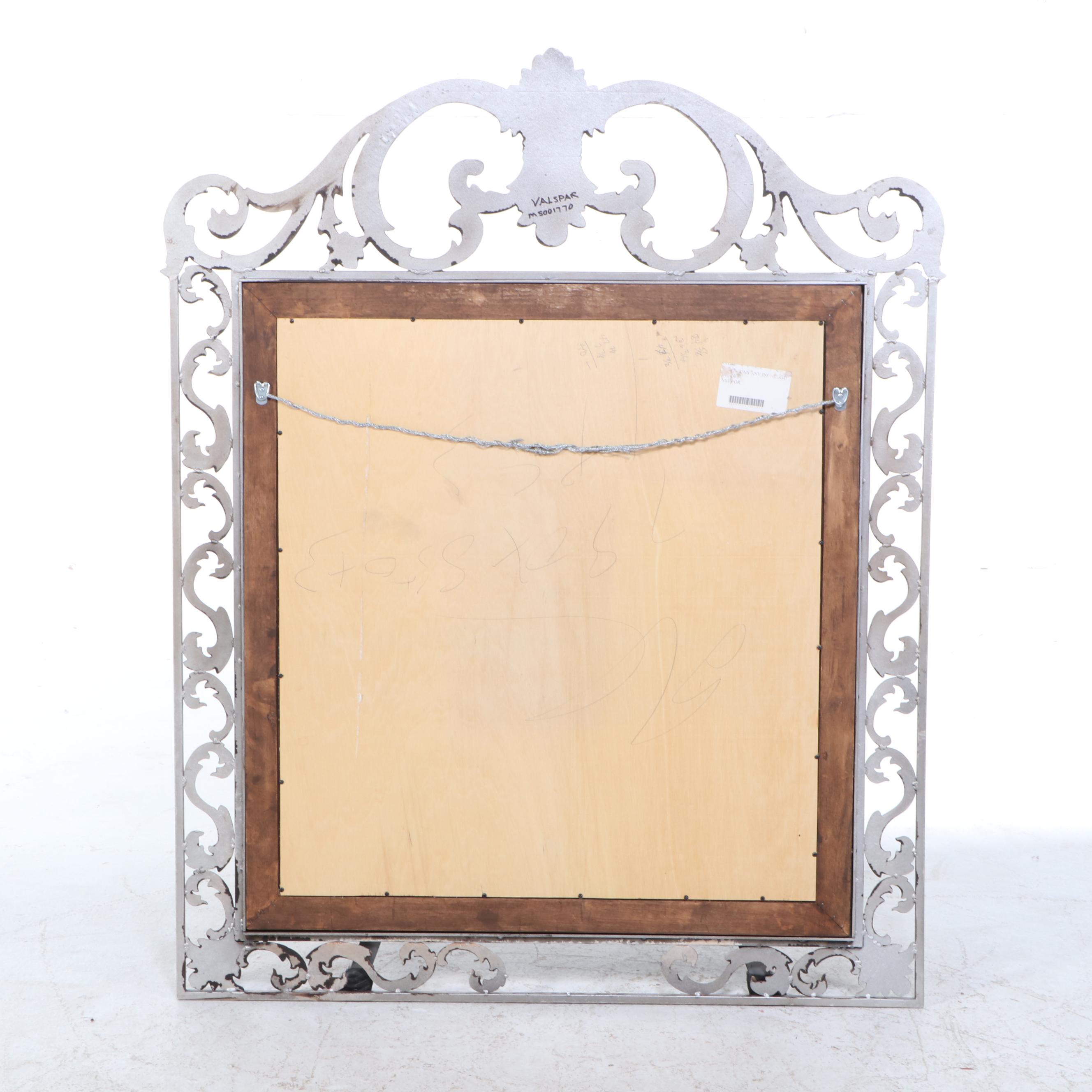 French Provincial Style Gilt Metal and Walnut-Stained Mirror