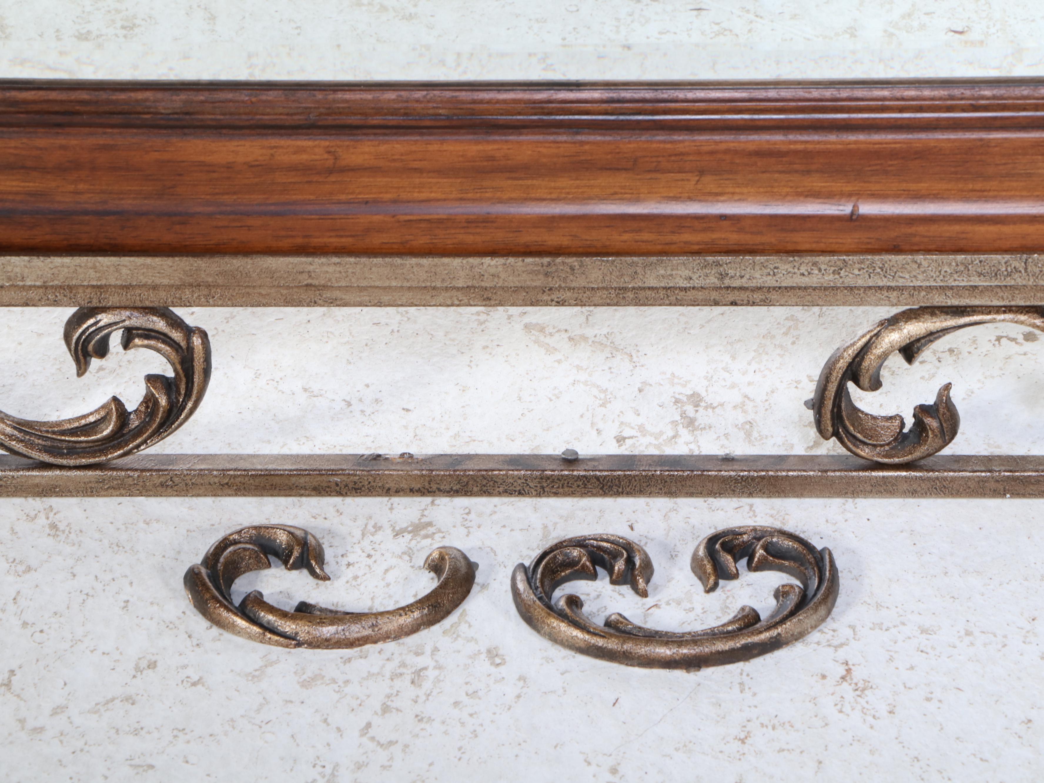 French Provincial Style Gilt Metal and Walnut-Stained Mirror
