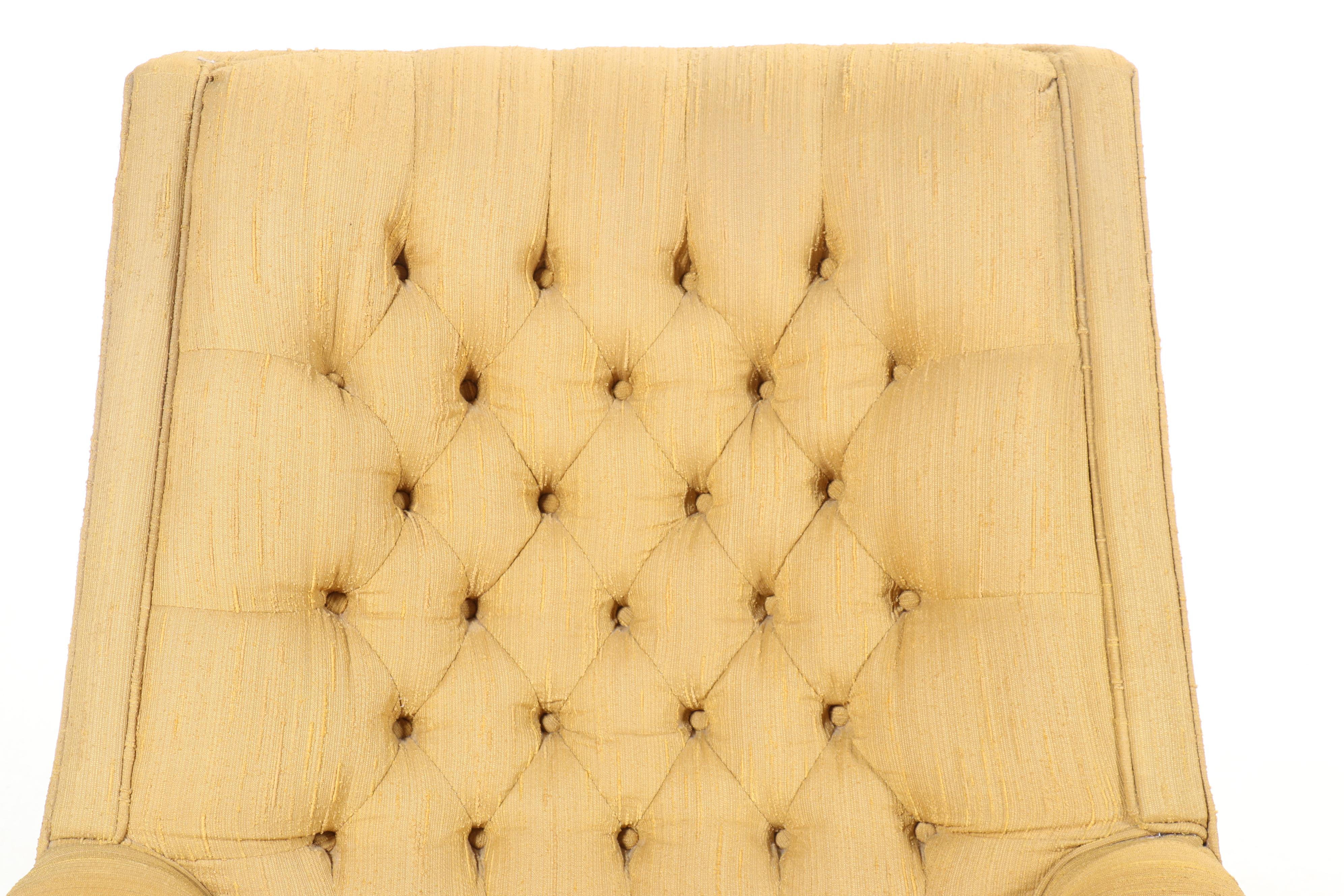 Near-Pair of Flexsteel Mid Century Modern Button-Tufted Armchairs