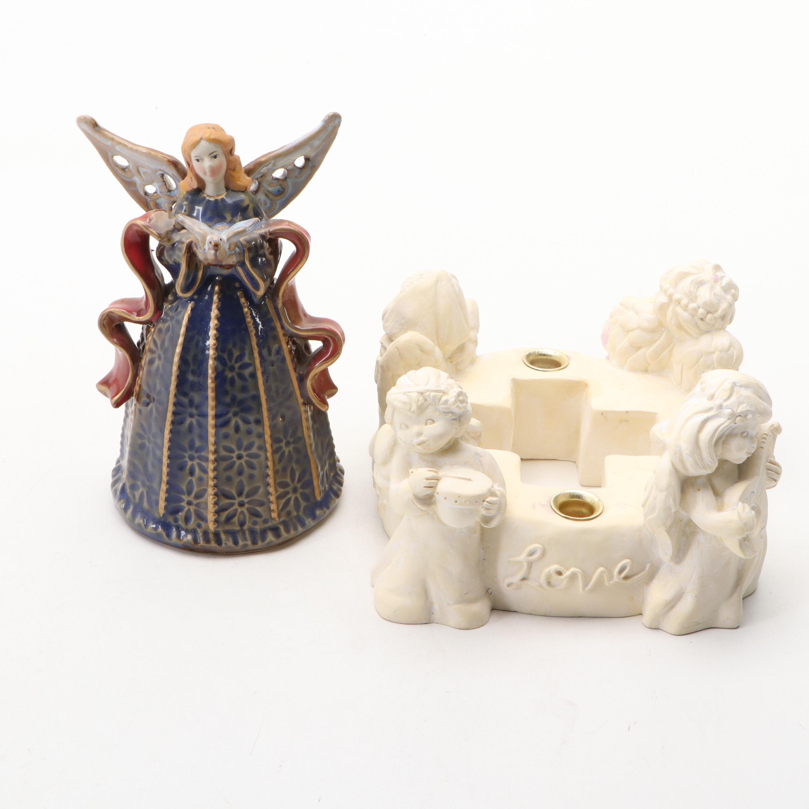 Gerold Porcelain with Other Angel Figurines and Decor