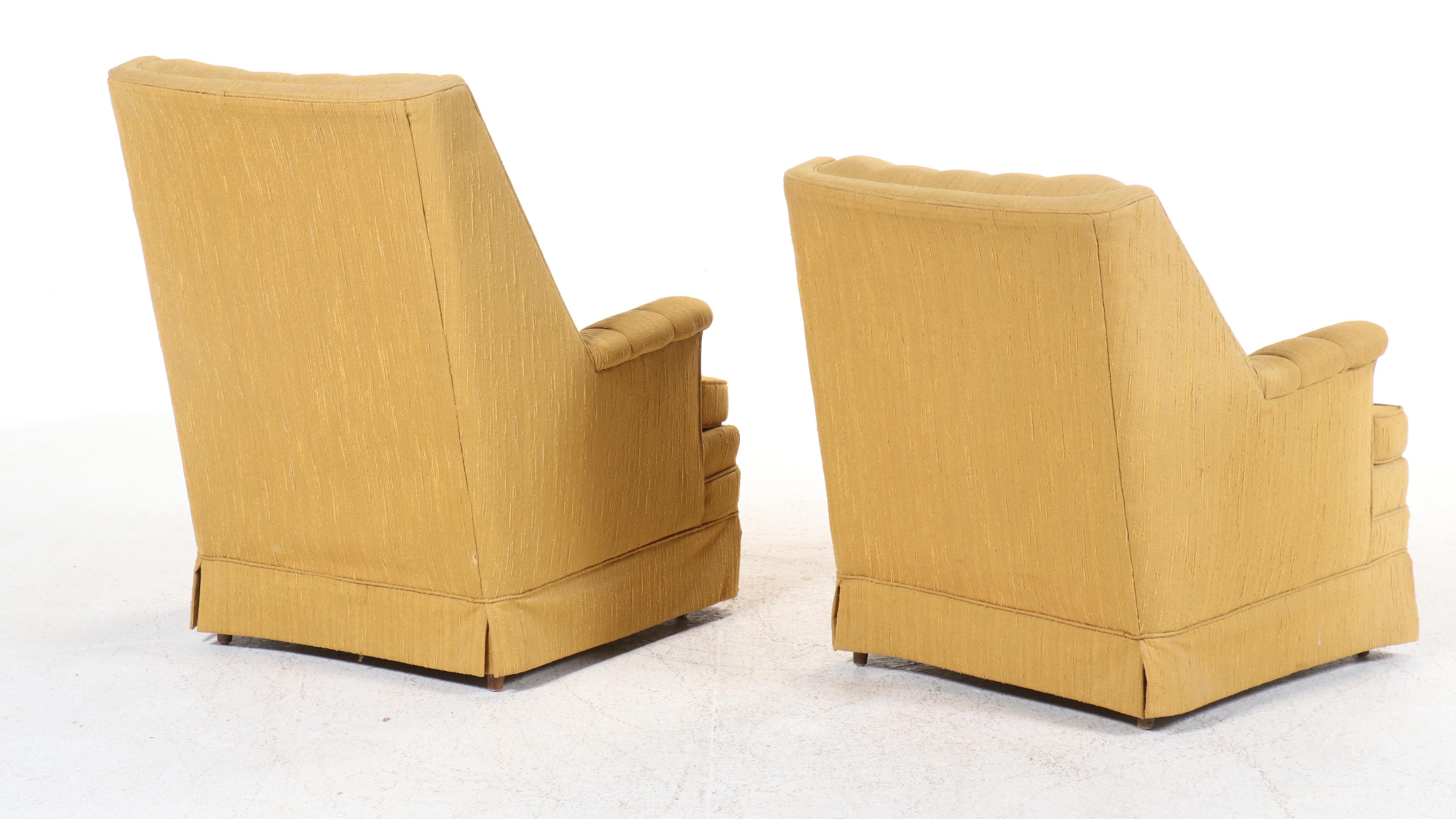 Near-Pair of Flexsteel Mid Century Modern Button-Tufted Armchairs