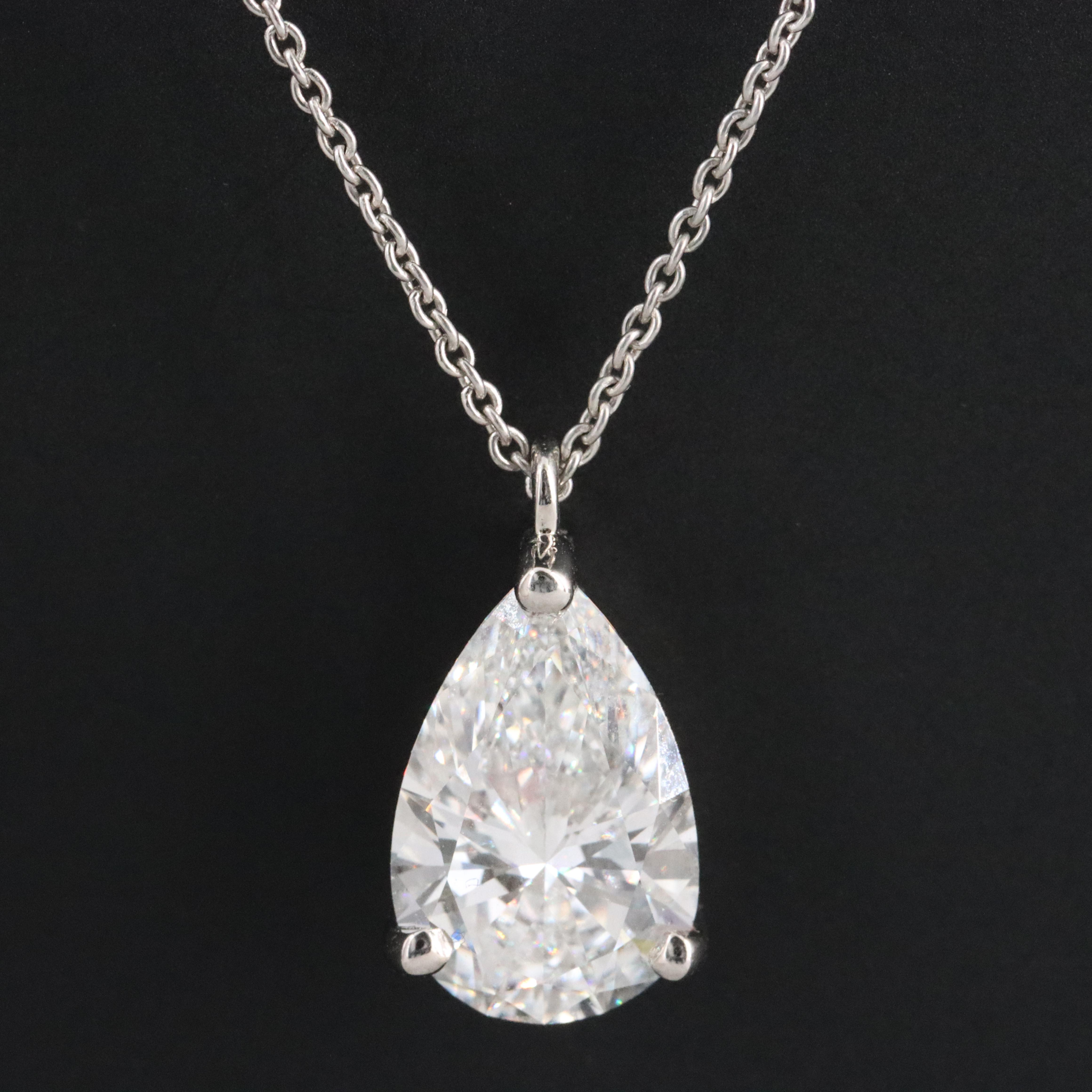 Platinum 3.03 CT Lab Grown Diamond Solitaire Necklace with IGI Report