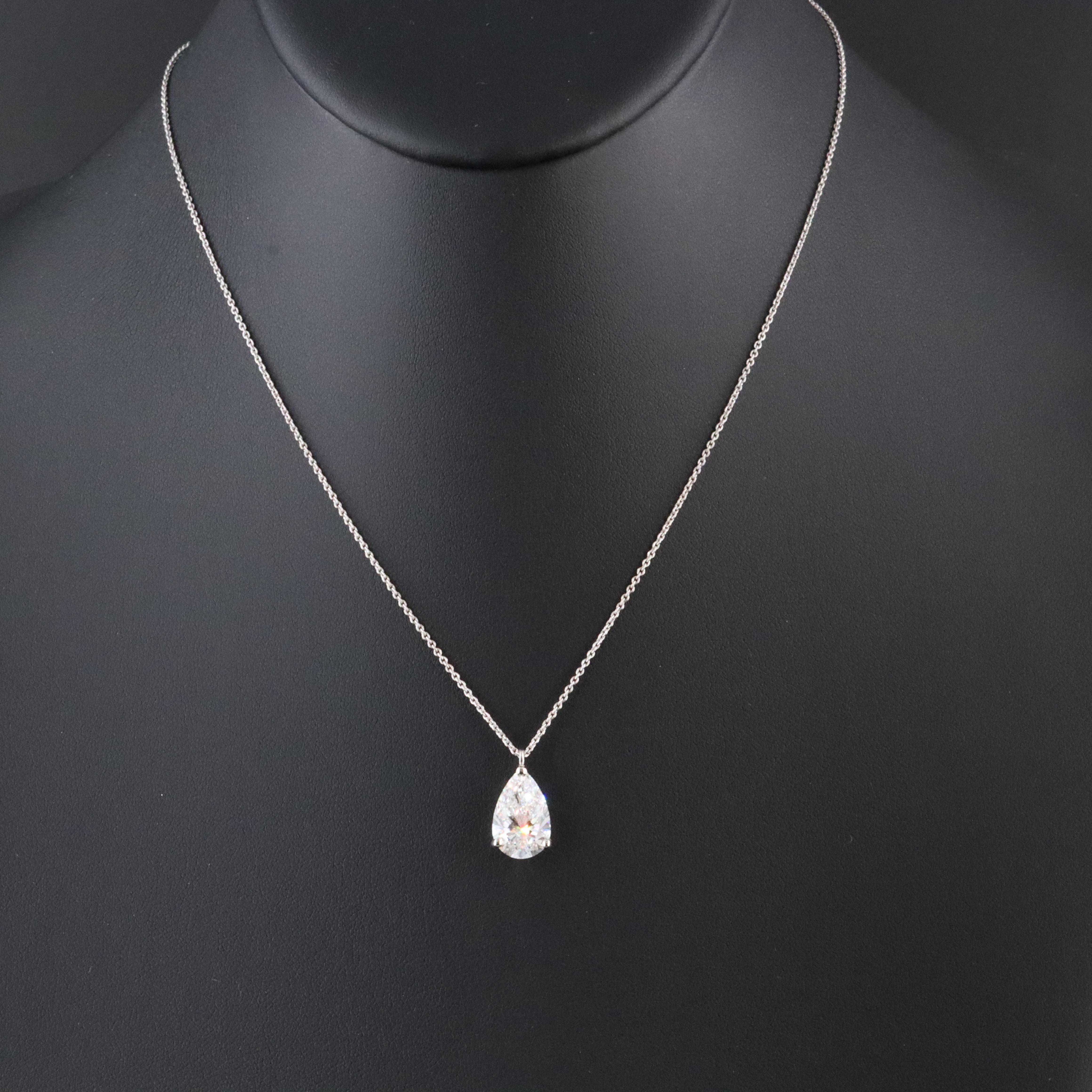Platinum 3.03 CT Lab Grown Diamond Solitaire Necklace with IGI Report
