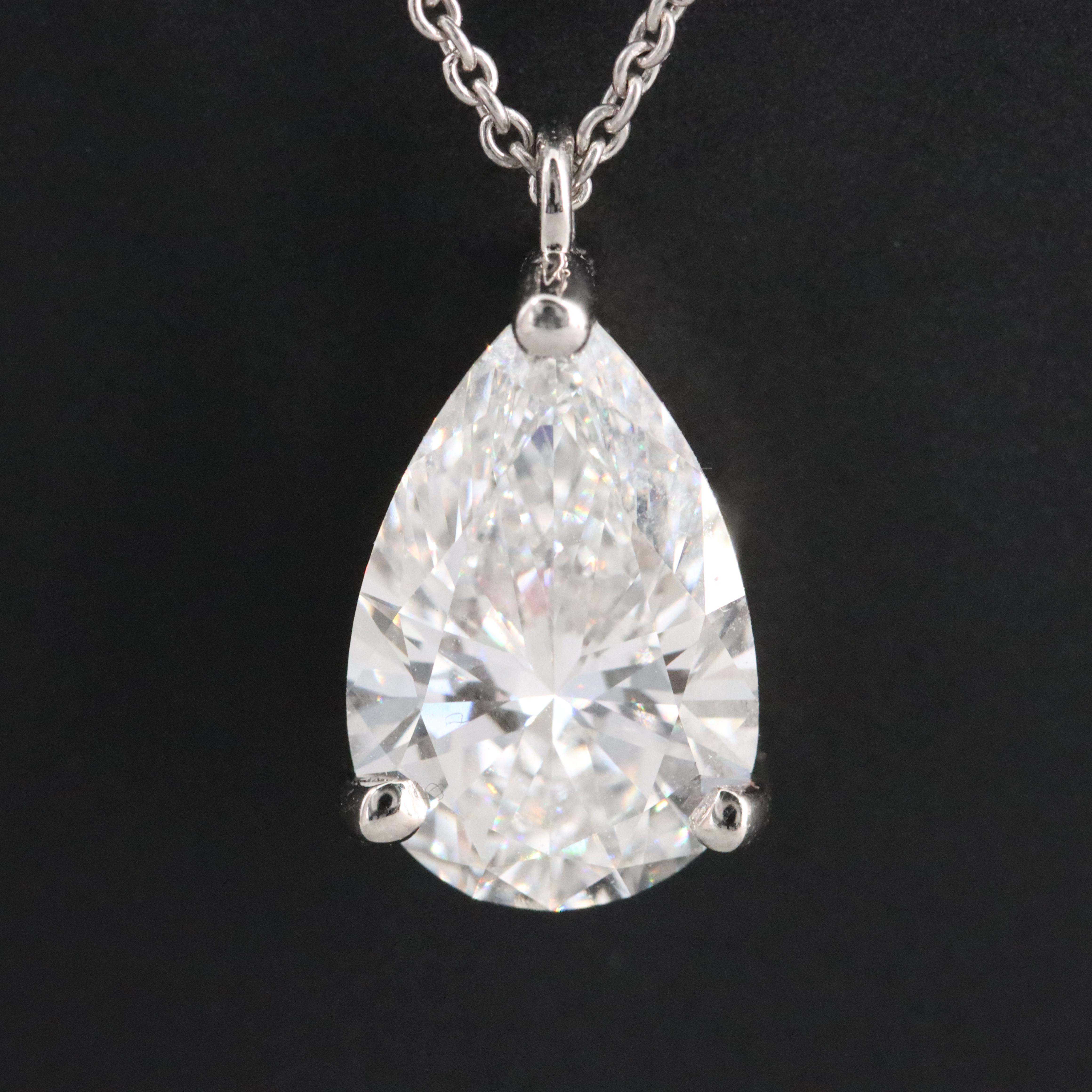 Platinum 3.03 CT Lab Grown Diamond Solitaire Necklace with IGI Report