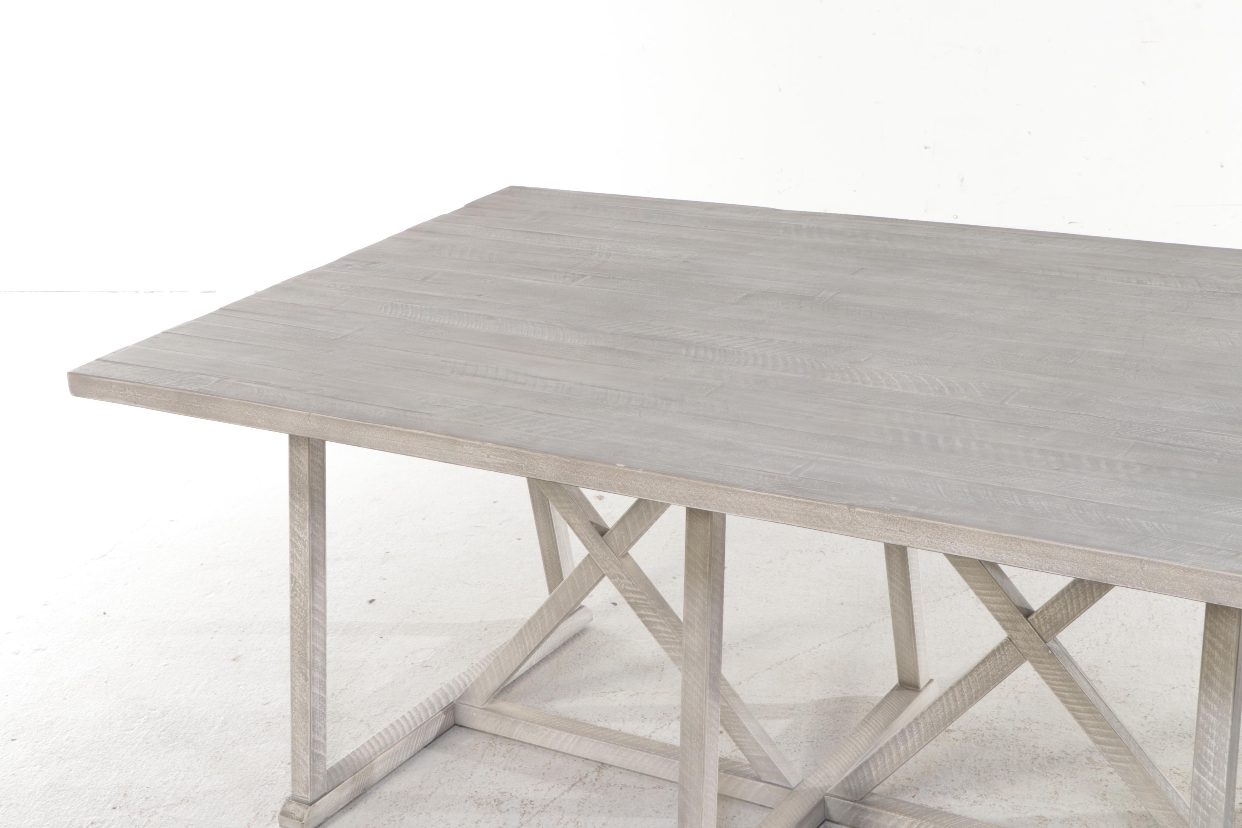 Contemporary Farmhouse Style Dining Table and Six Caned Back Chairs