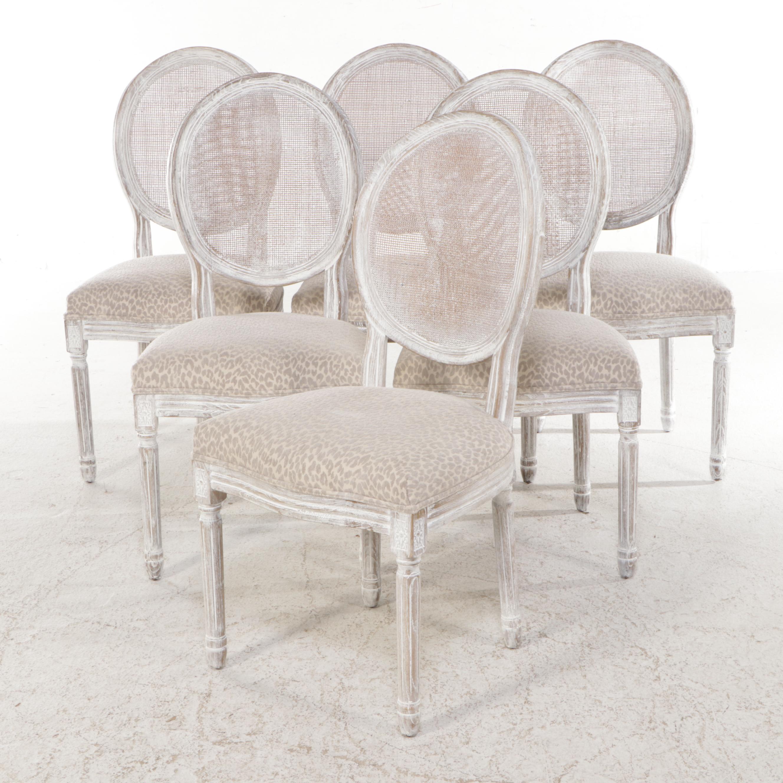 Contemporary Farmhouse Style Dining Table and Six Caned Back Chairs