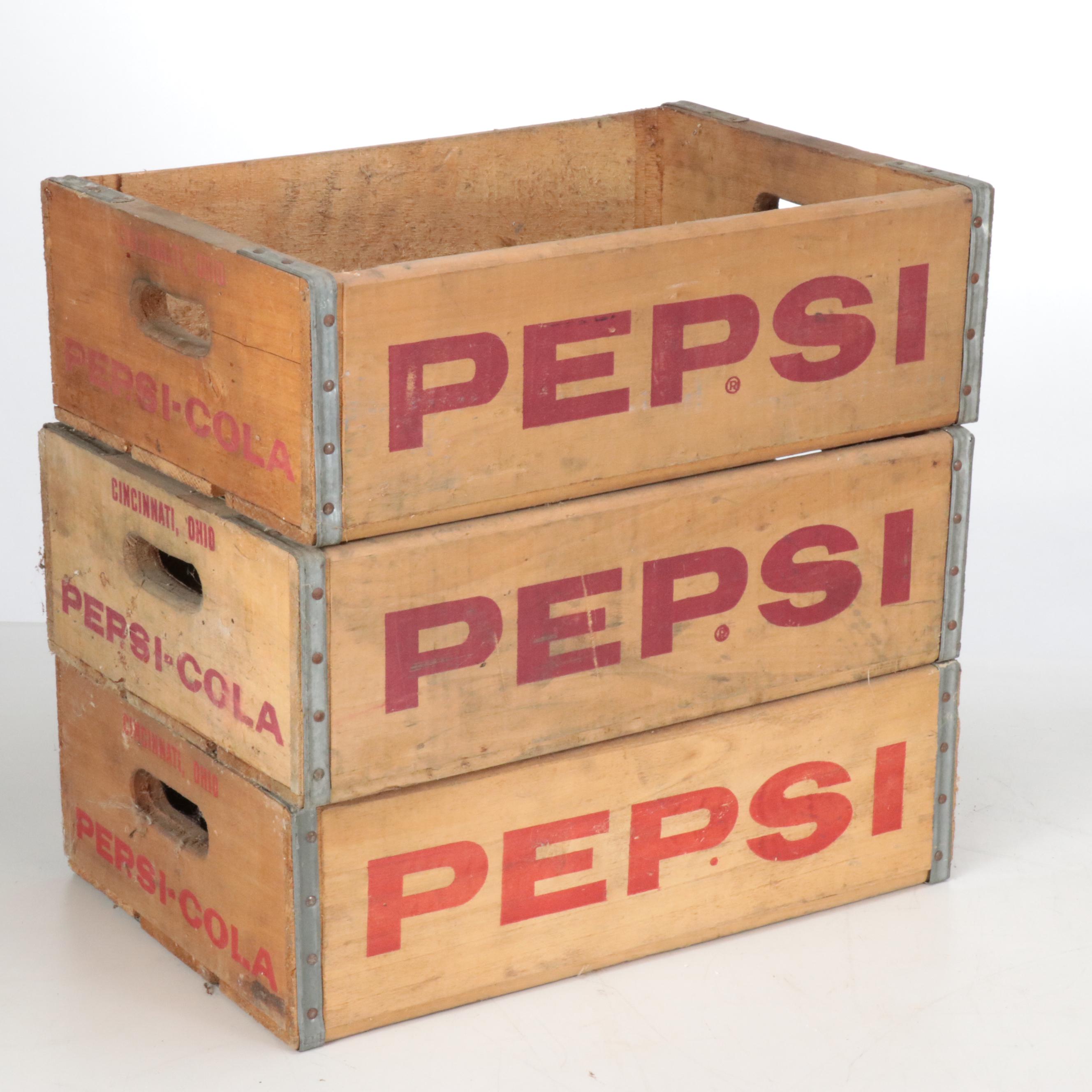 Coca-Cola and Pepsi Wooden Advertising Crates, 1960s