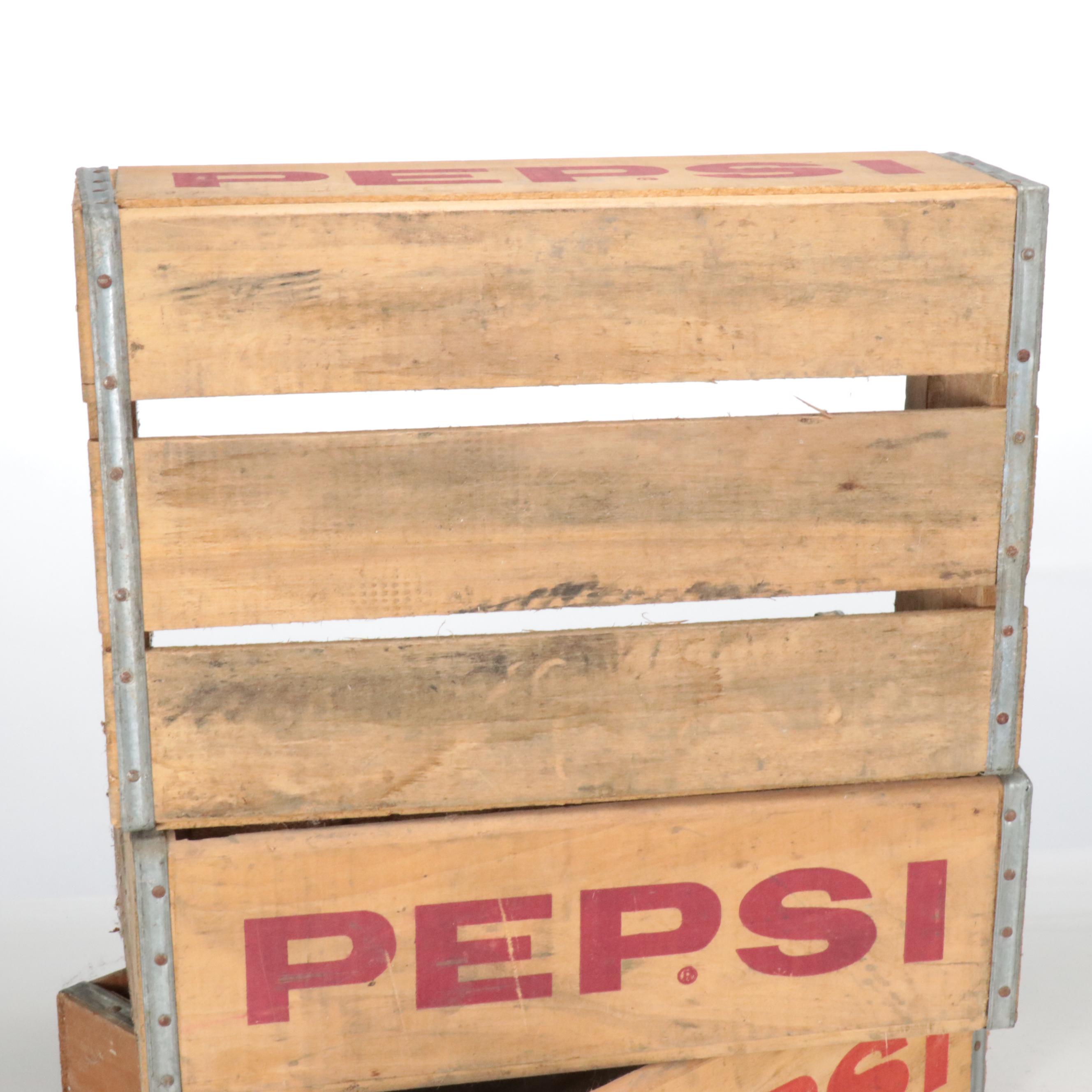 Coca-Cola and Pepsi Wooden Advertising Crates, 1960s