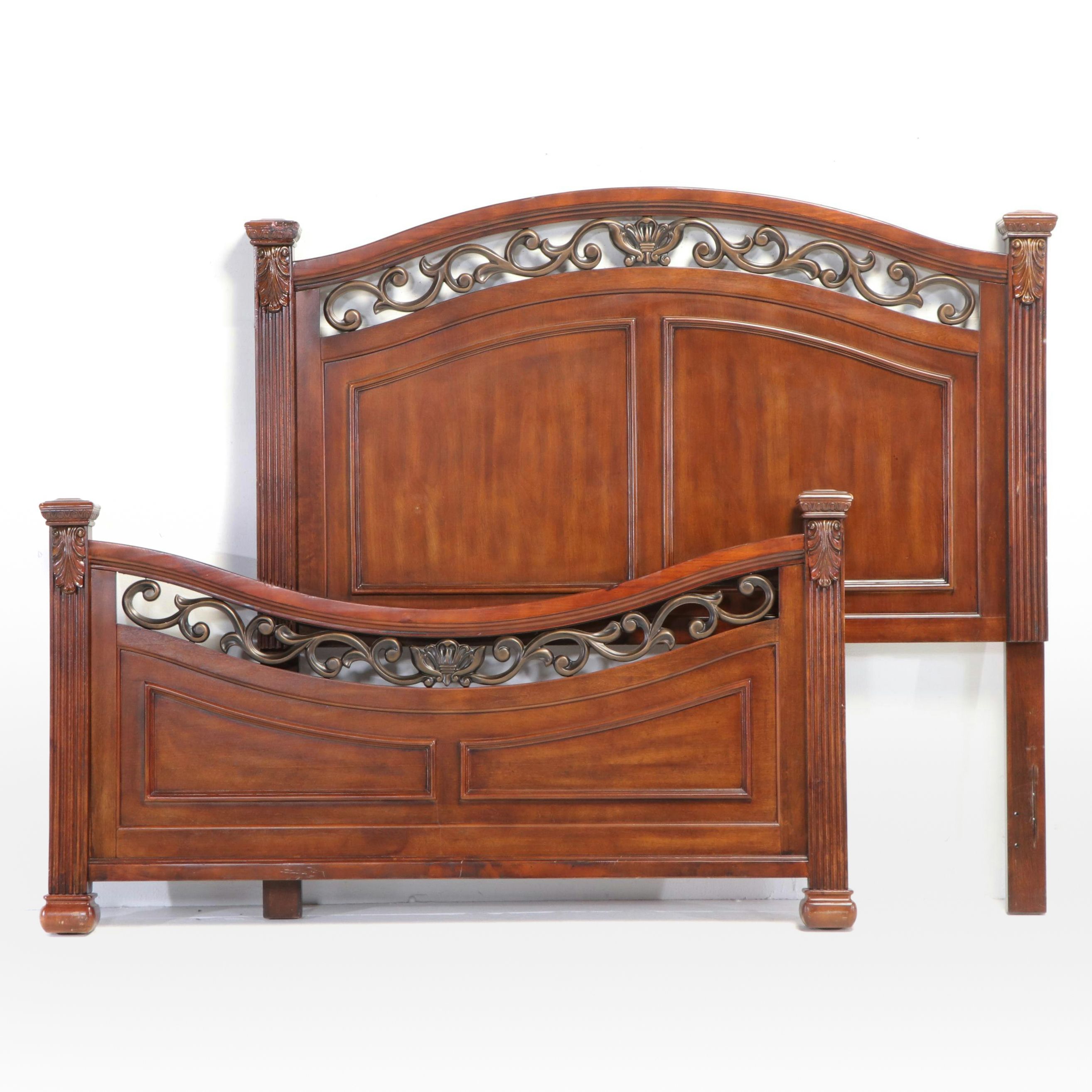 Ashley Furniture Hardwood-Veneered & Gilt Composite Queen Headboard & Foot Board