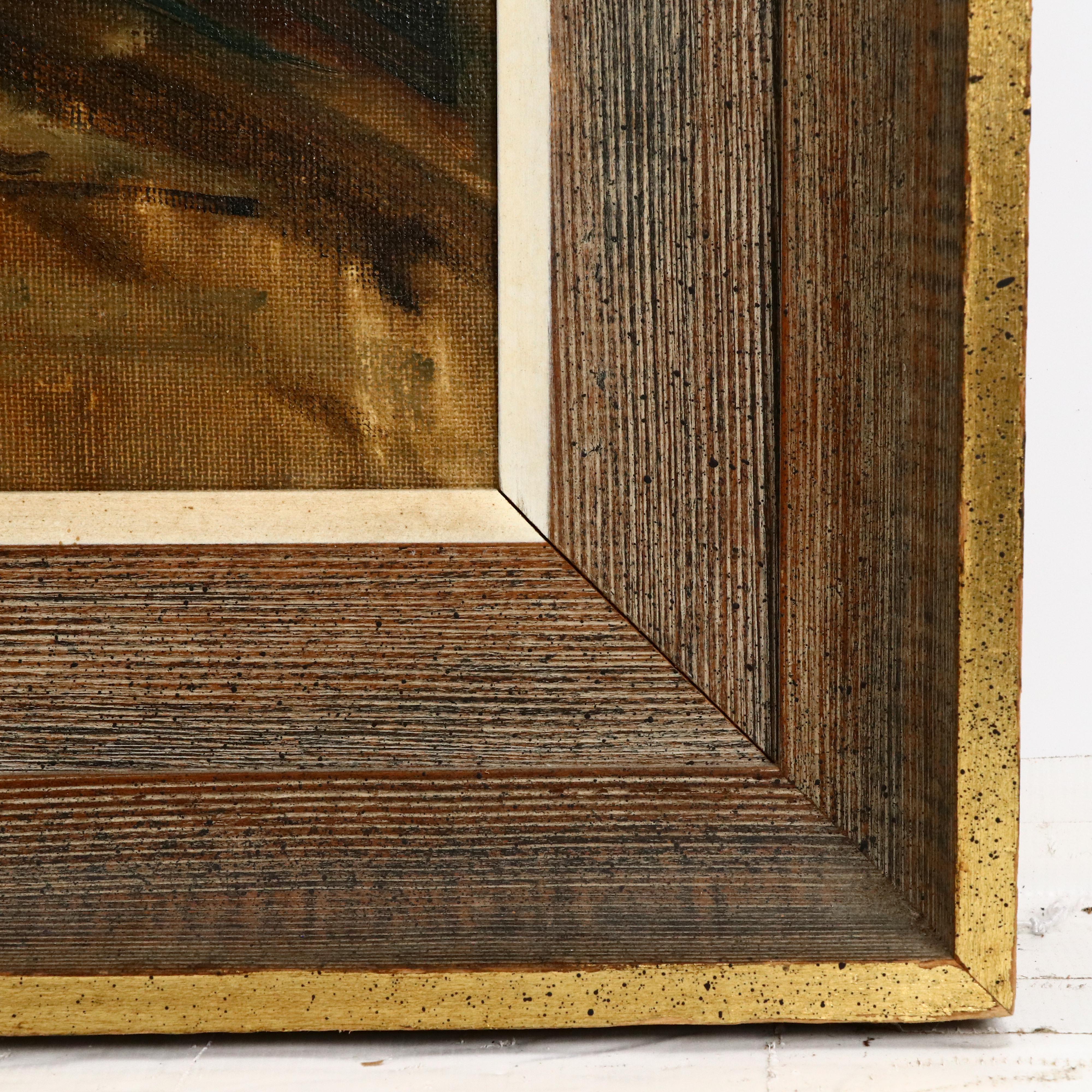 Parisian Street Scene in Montmartre Oil Painting, Mid-20th Century