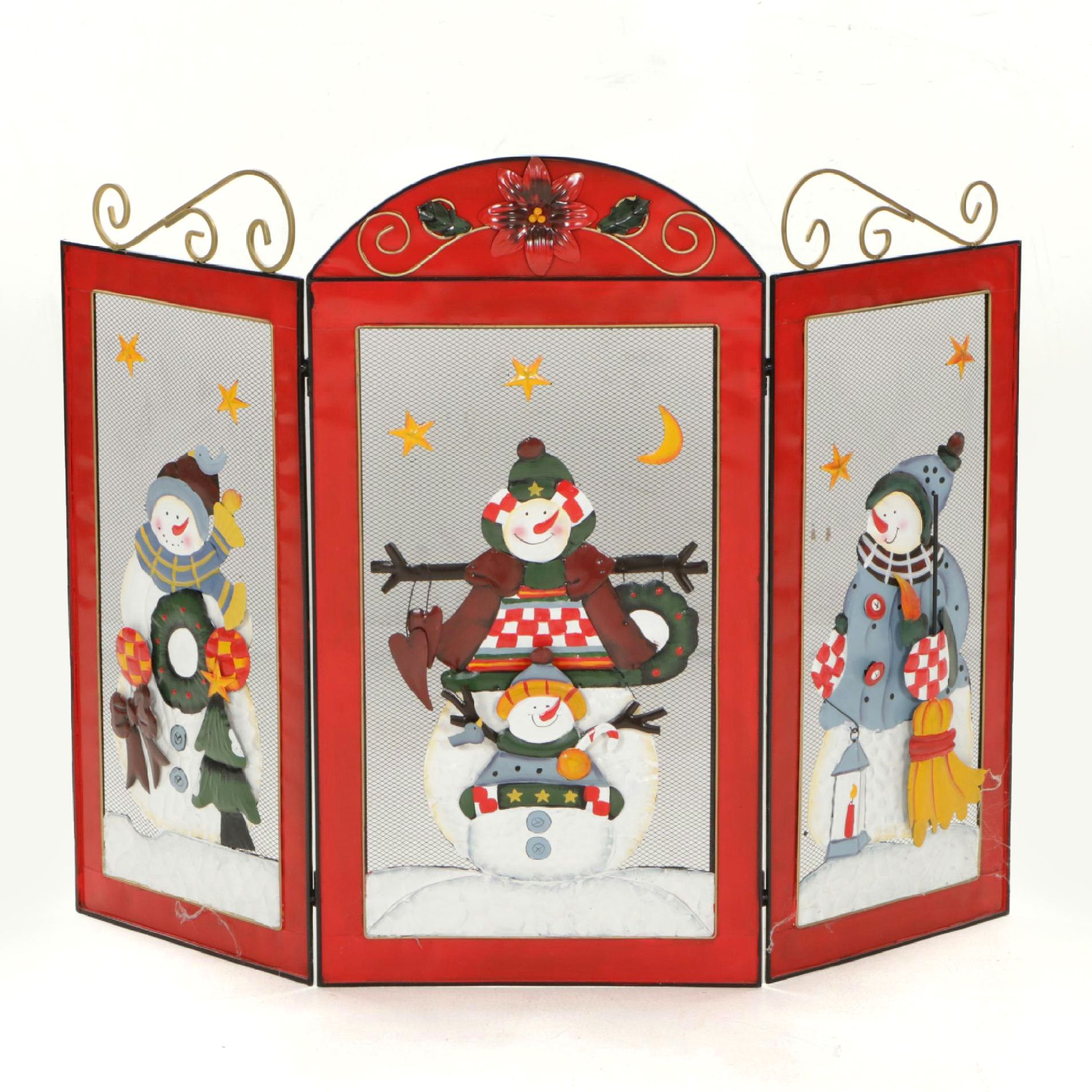 Christmas Snowman Fireplace Screen