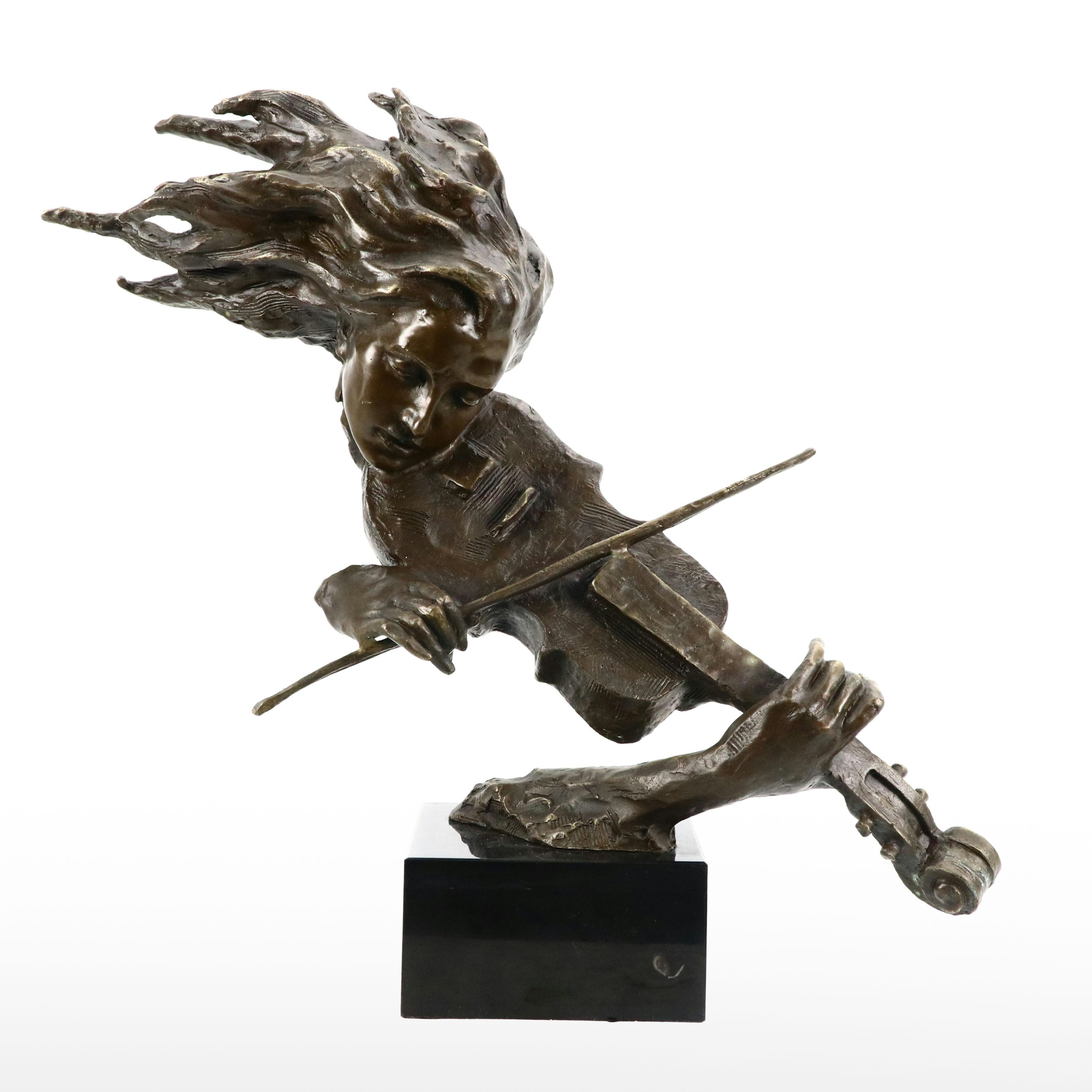 Bronze Sculpture of Woman Playing Violin