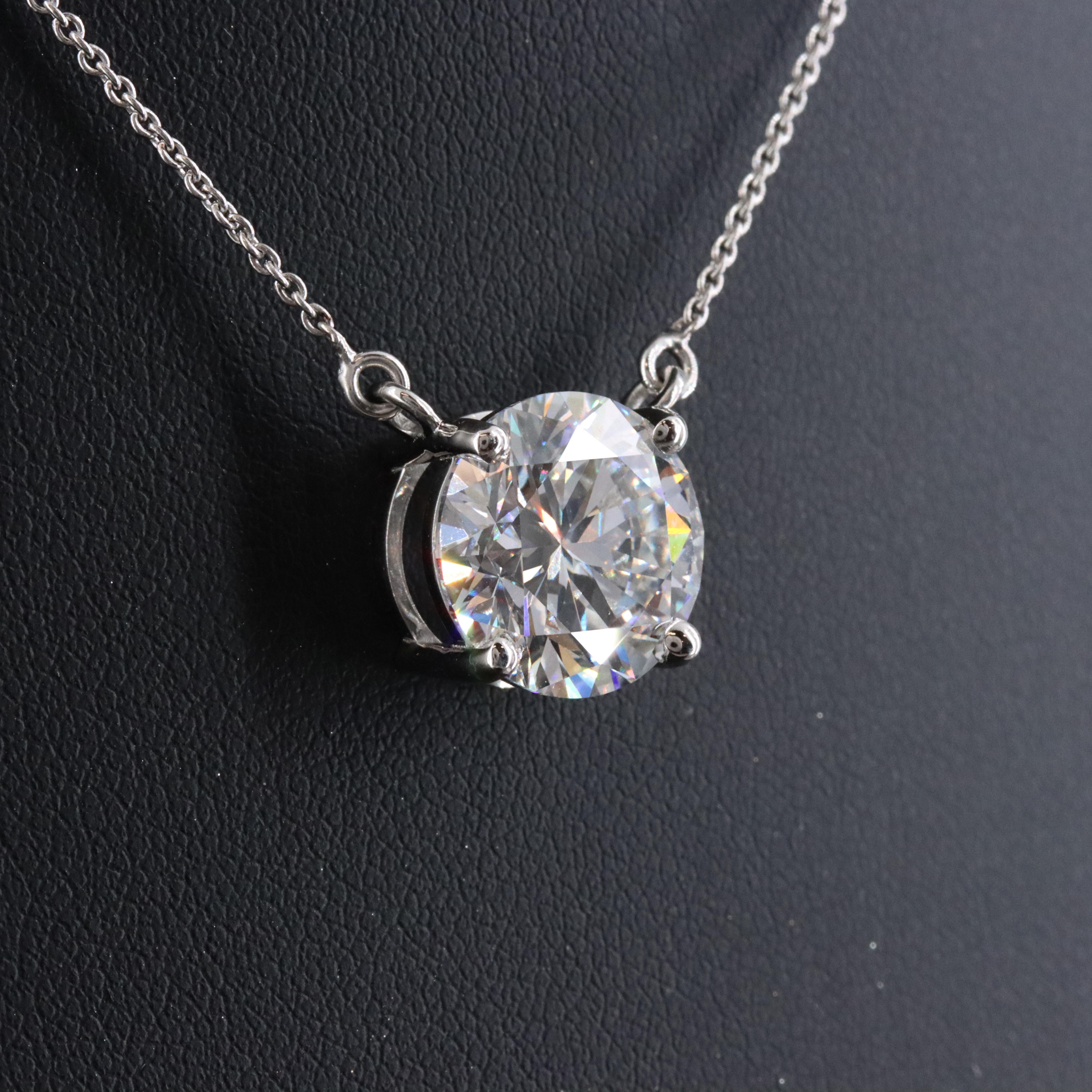 Platinum 5.09 CT Lab Grown Diamond Solitaire Necklace with IGI Report