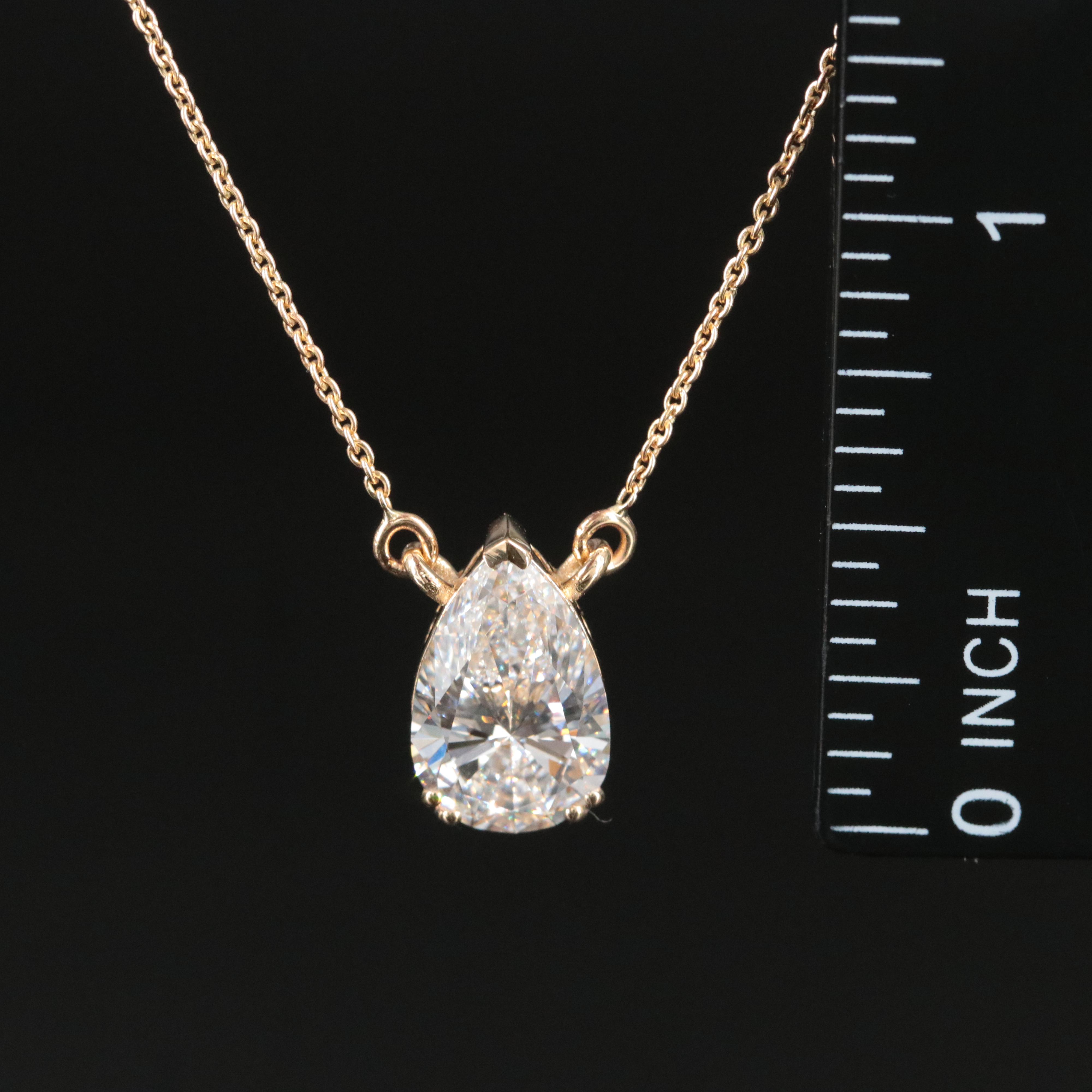 18K 3.01 CT Lab Grown Diamond Solitaire Necklace with IGI Report
