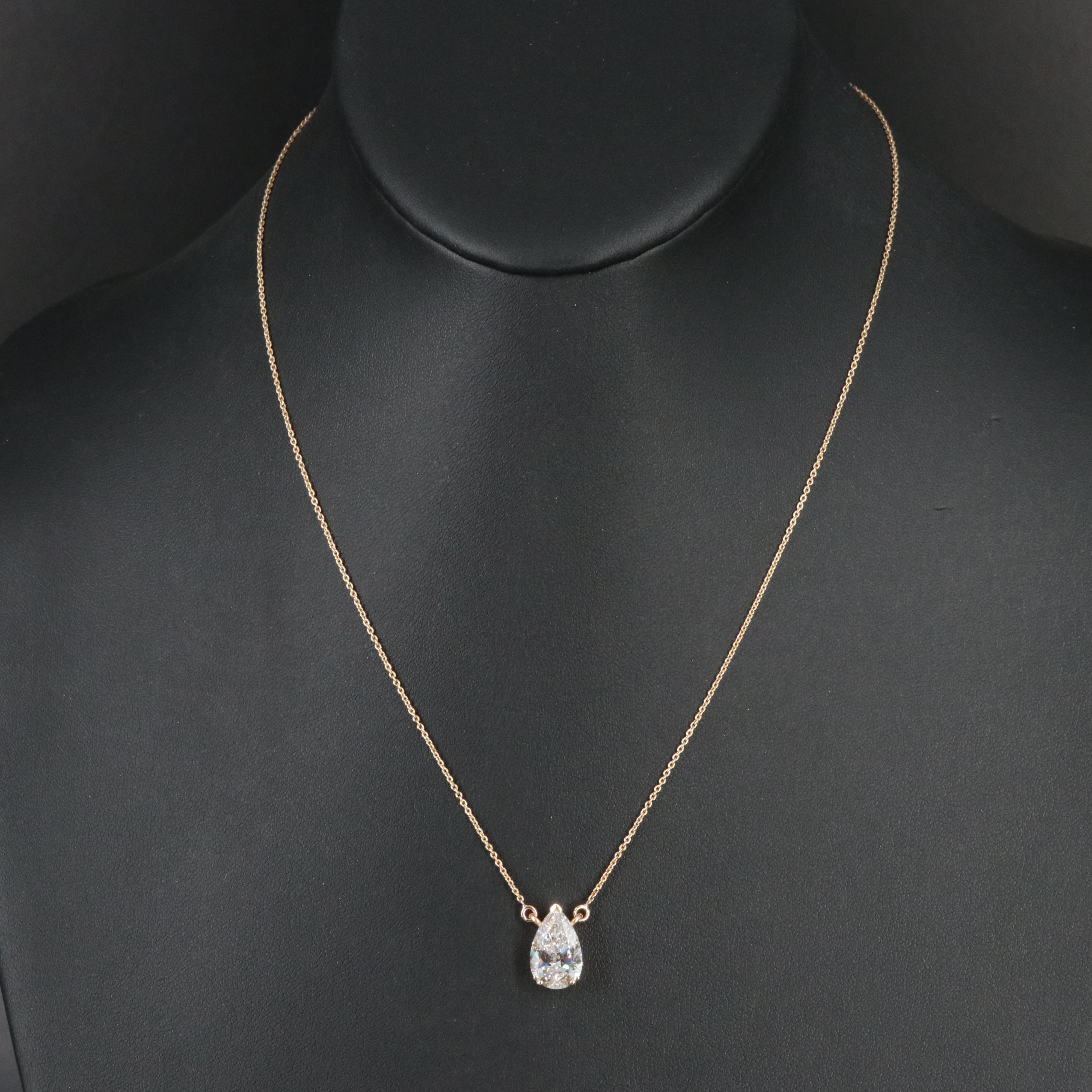 18K 3.01 CT Lab Grown Diamond Solitaire Necklace with IGI Report