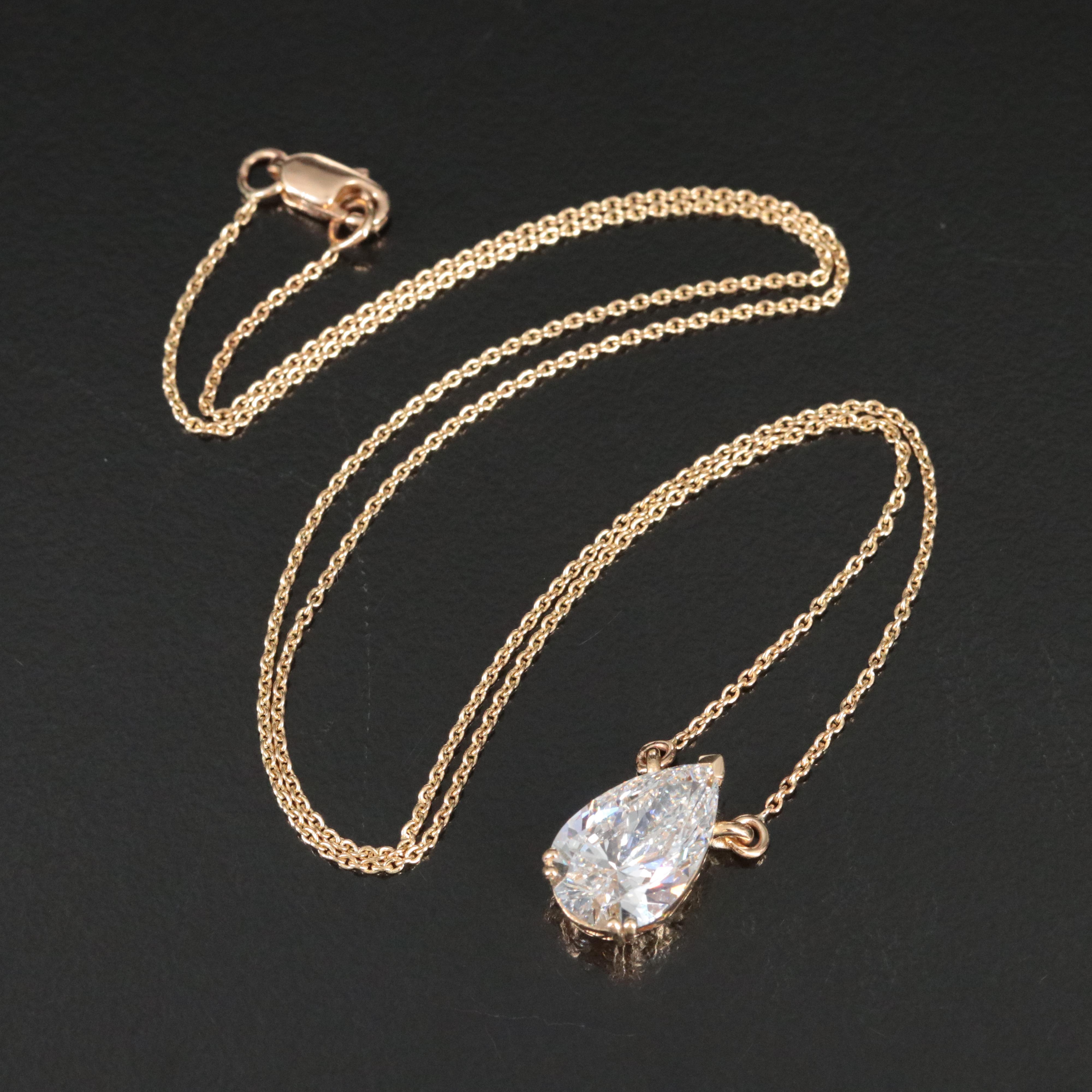 18K 3.01 CT Lab Grown Diamond Solitaire Necklace with IGI Report