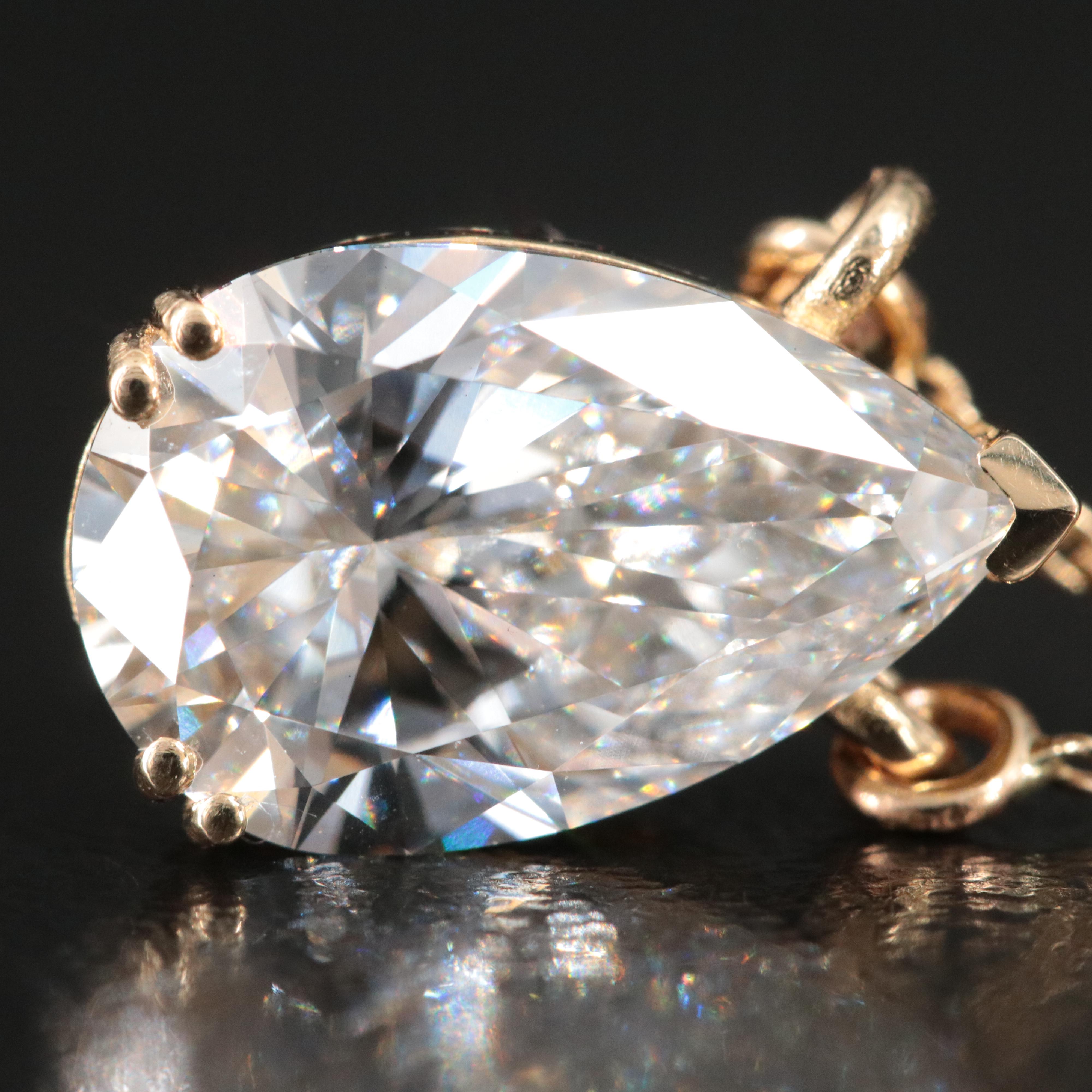 18K 3.01 CT Lab Grown Diamond Solitaire Necklace with IGI Report