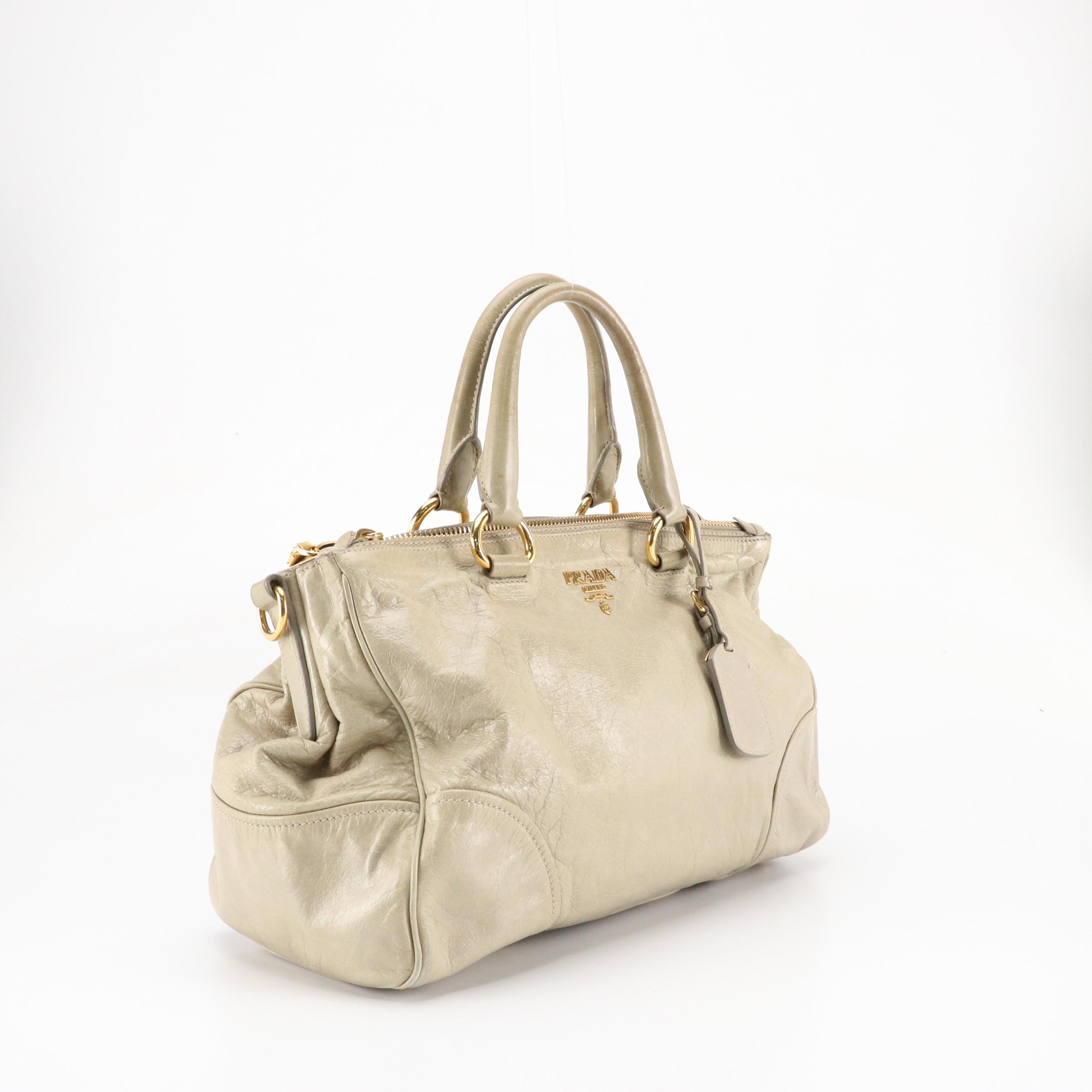 Prada Vitello Shine Leather Dual Zip Two-Way Shoulder Bag