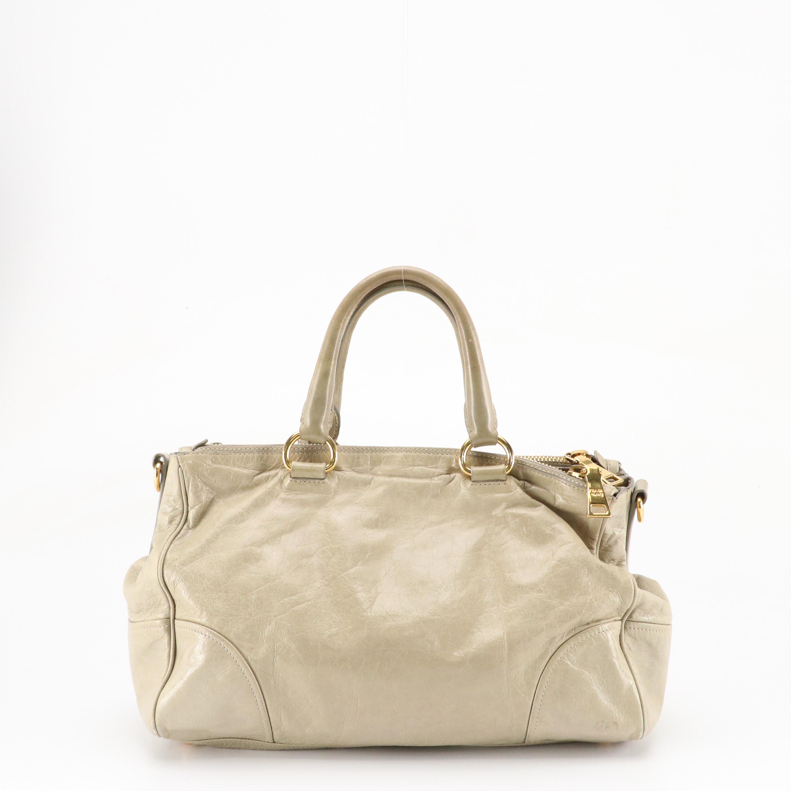 Prada Vitello Shine Leather Dual Zip Two-Way Shoulder Bag