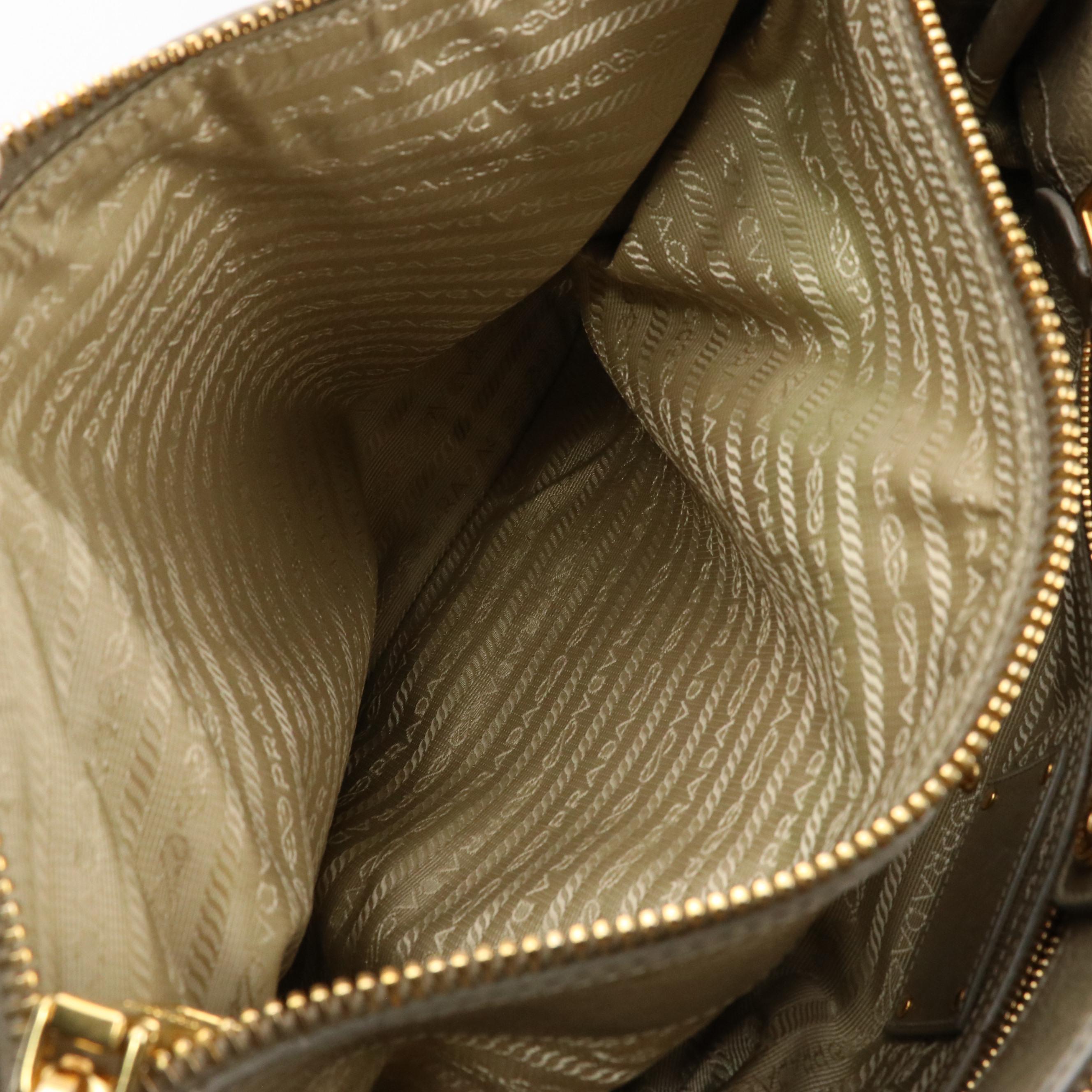 Prada Vitello Shine Leather Dual Zip Two-Way Shoulder Bag