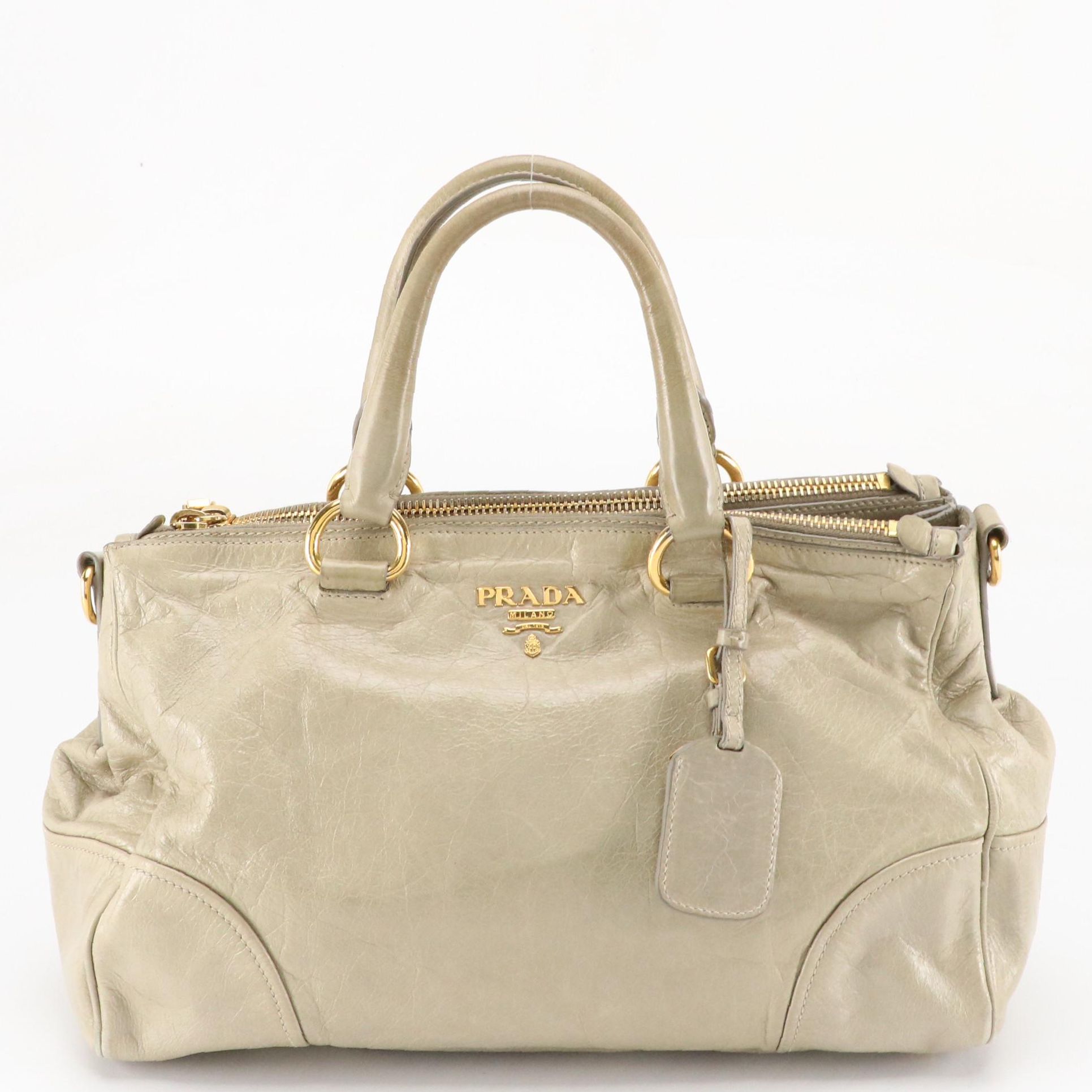 Prada Vitello Shine Leather Dual Zip Two-Way Shoulder Bag