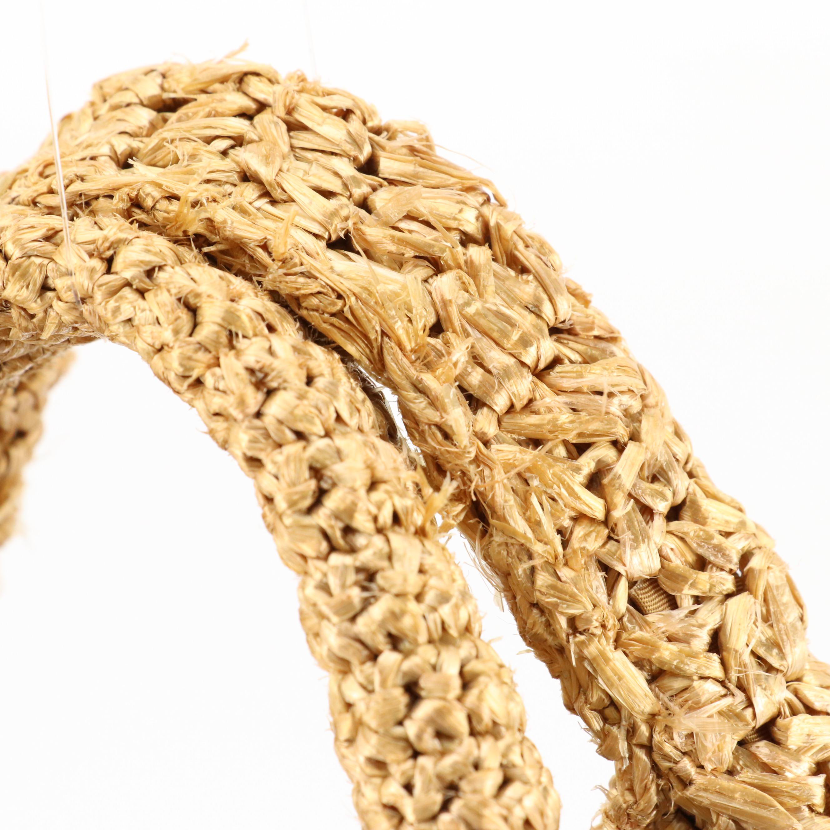 Prada Bicolor Woven Raffia Cellophane Crochet Tote