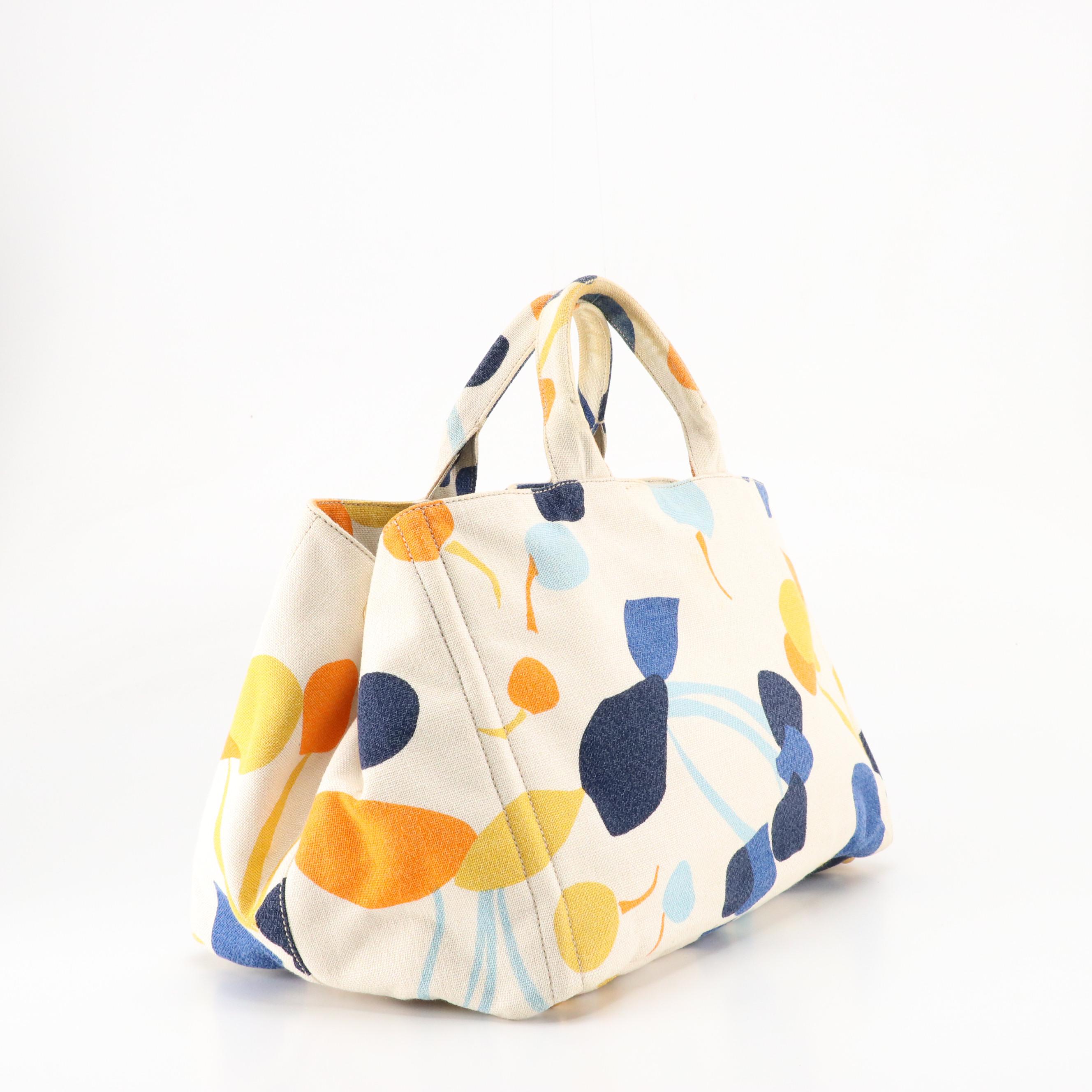 Prada Multicolor Abstract Print Canapa Stampata Canvas Two-Way Tote Bag
