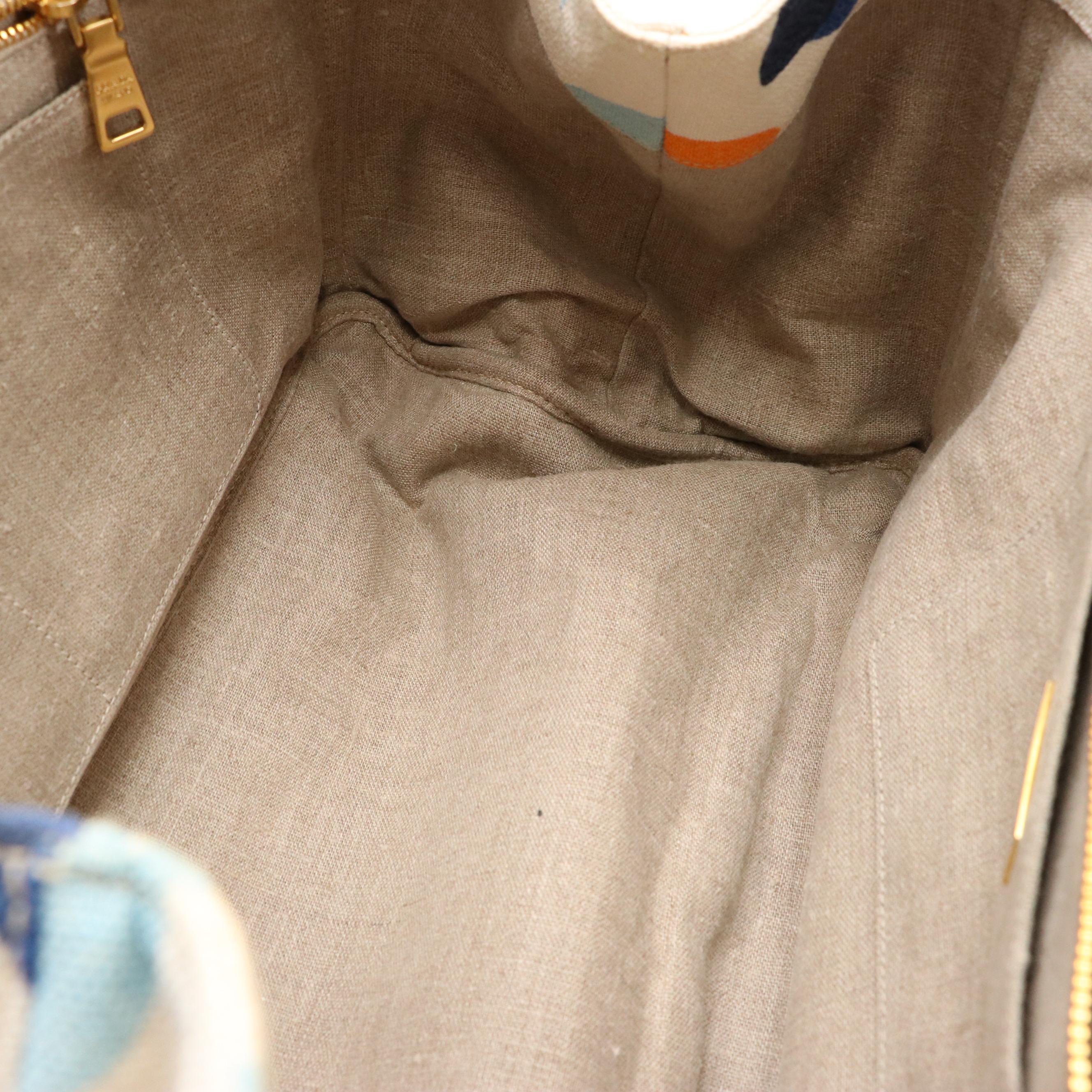 Prada Multicolor Abstract Print Canapa Stampata Canvas Two-Way Tote Bag