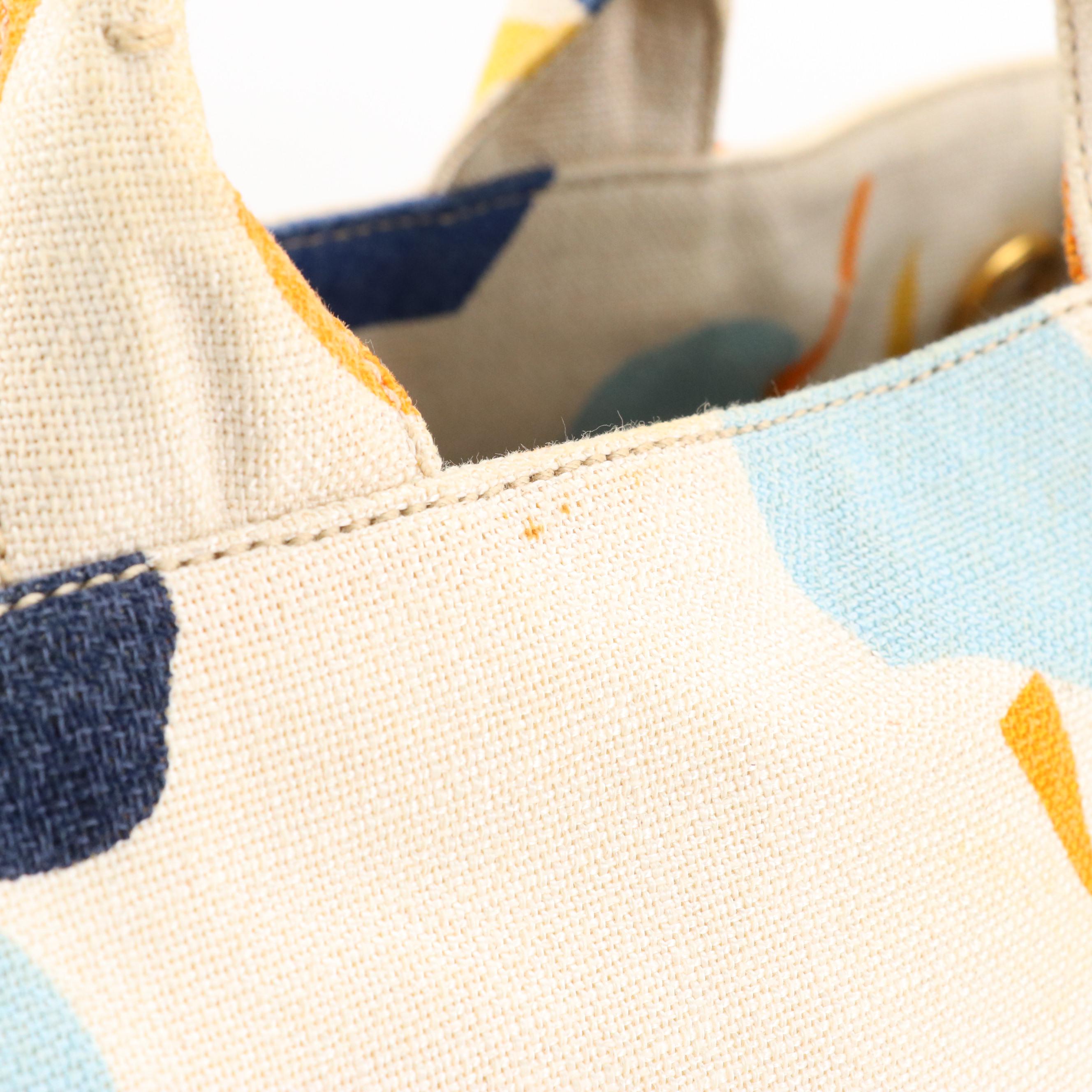 Prada Multicolor Abstract Print Canapa Stampata Canvas Two-Way Tote Bag