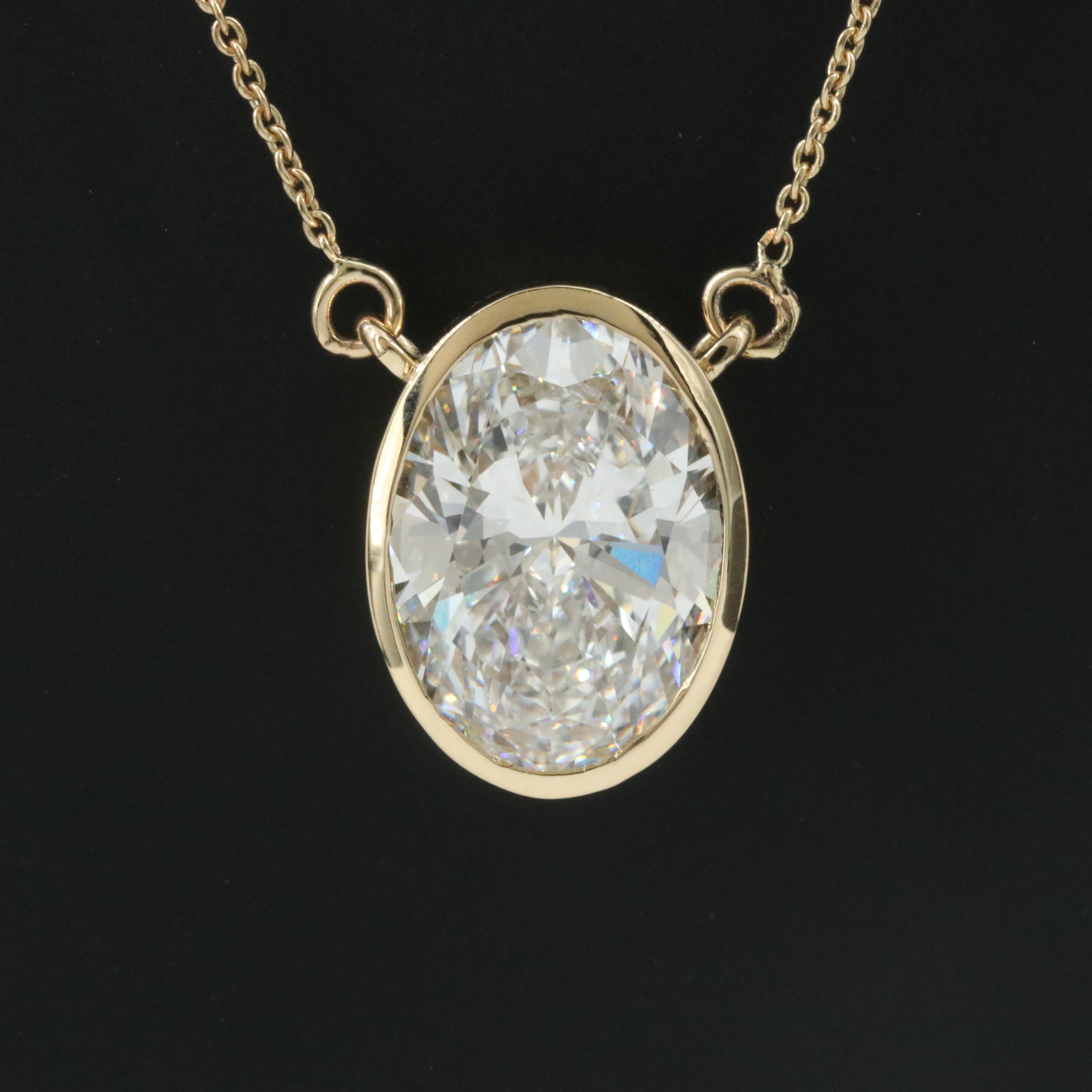 18K 6.10 CT Lab Grown Diamond Solitaire Necklace with IGI Report