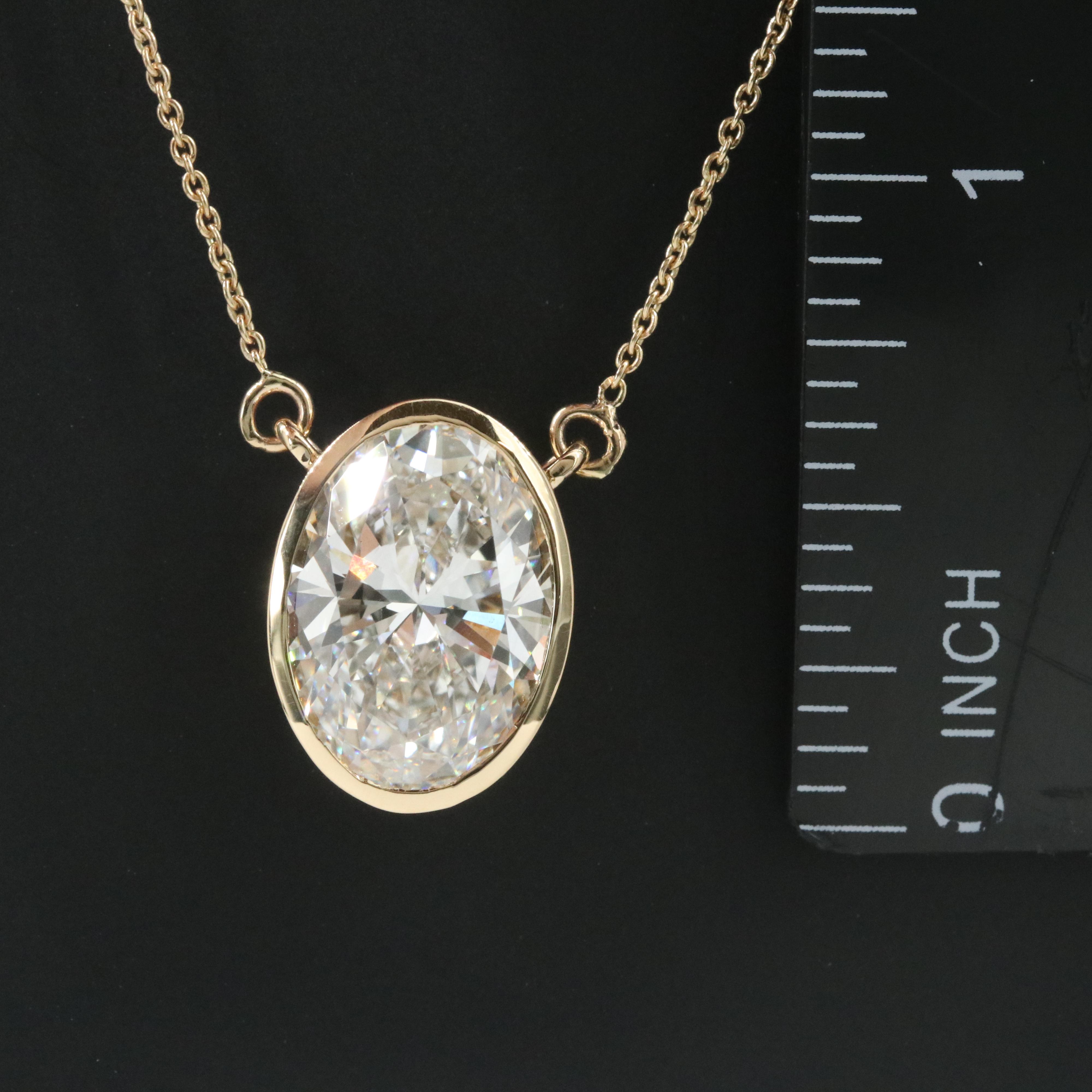 18K 6.10 CT Lab Grown Diamond Solitaire Necklace with IGI Report