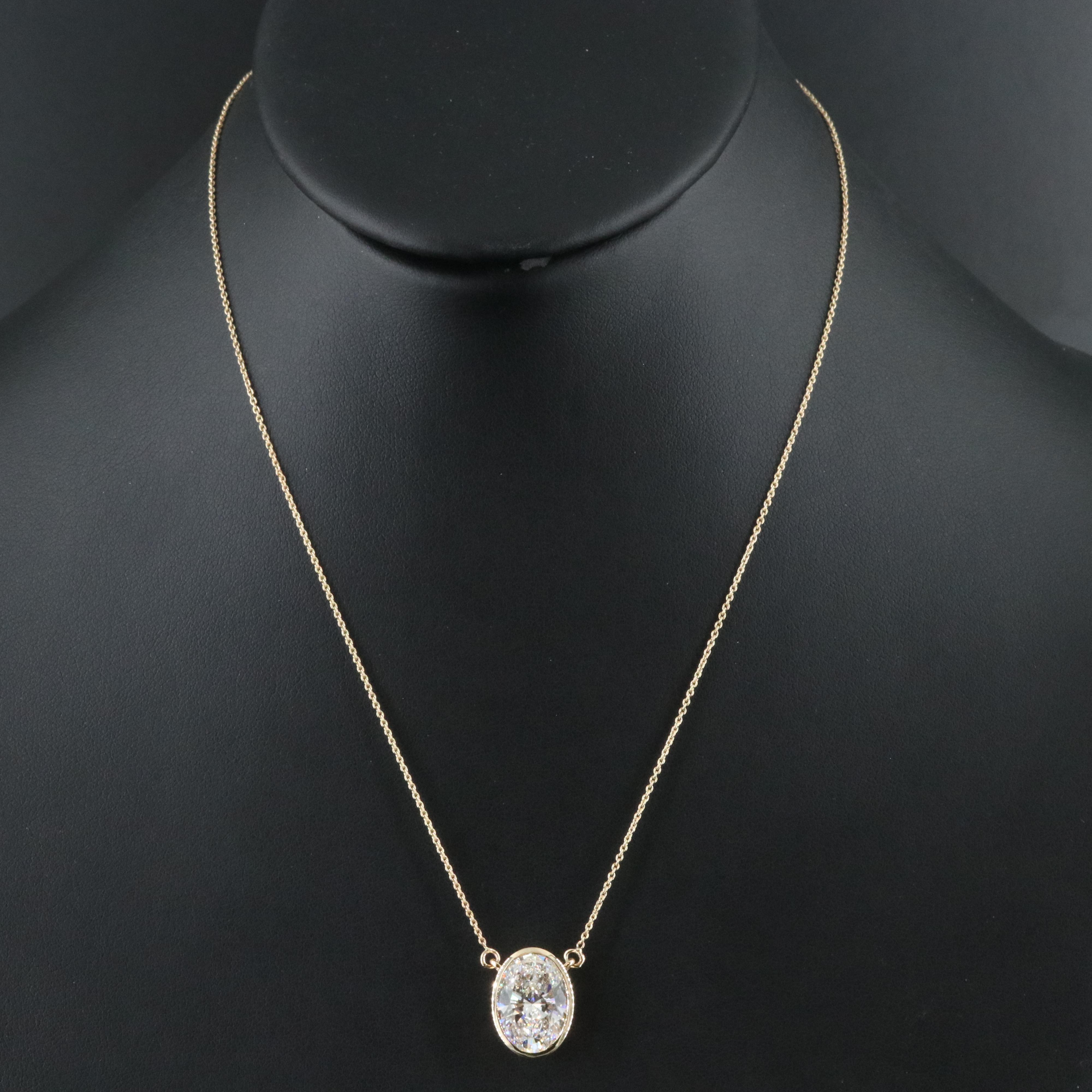 18K 6.10 CT Lab Grown Diamond Solitaire Necklace with IGI Report