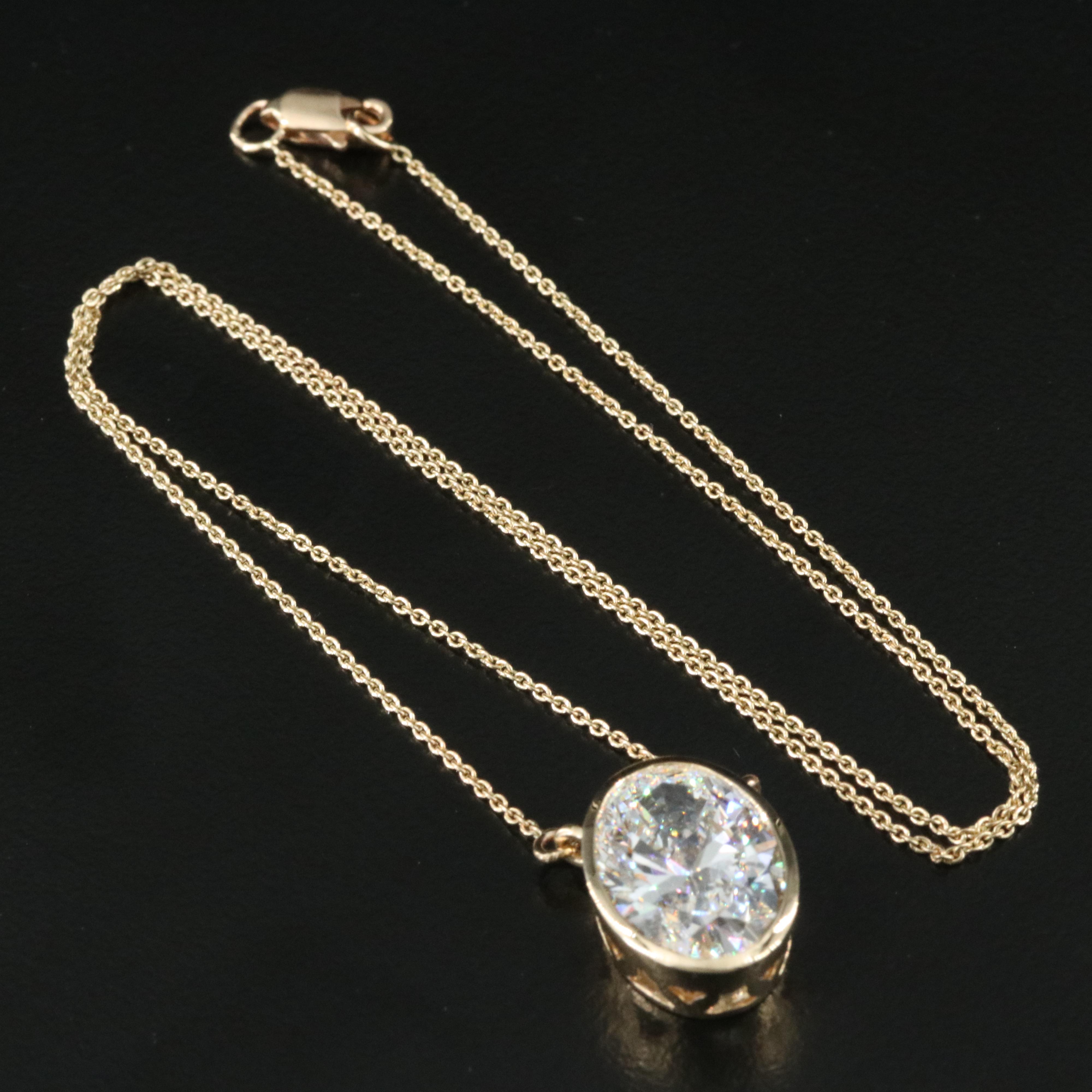 18K 6.10 CT Lab Grown Diamond Solitaire Necklace with IGI Report