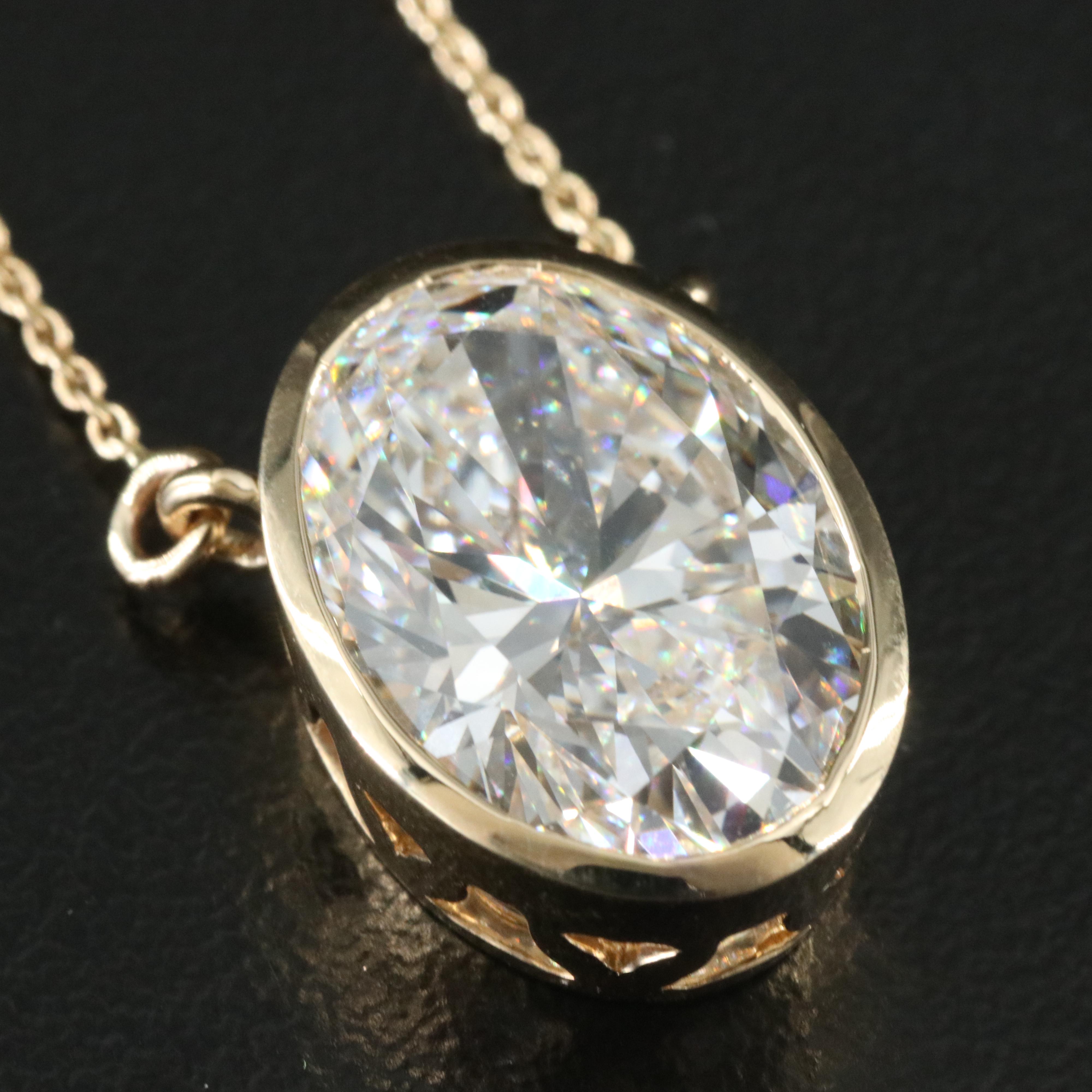 18K 6.10 CT Lab Grown Diamond Solitaire Necklace with IGI Report