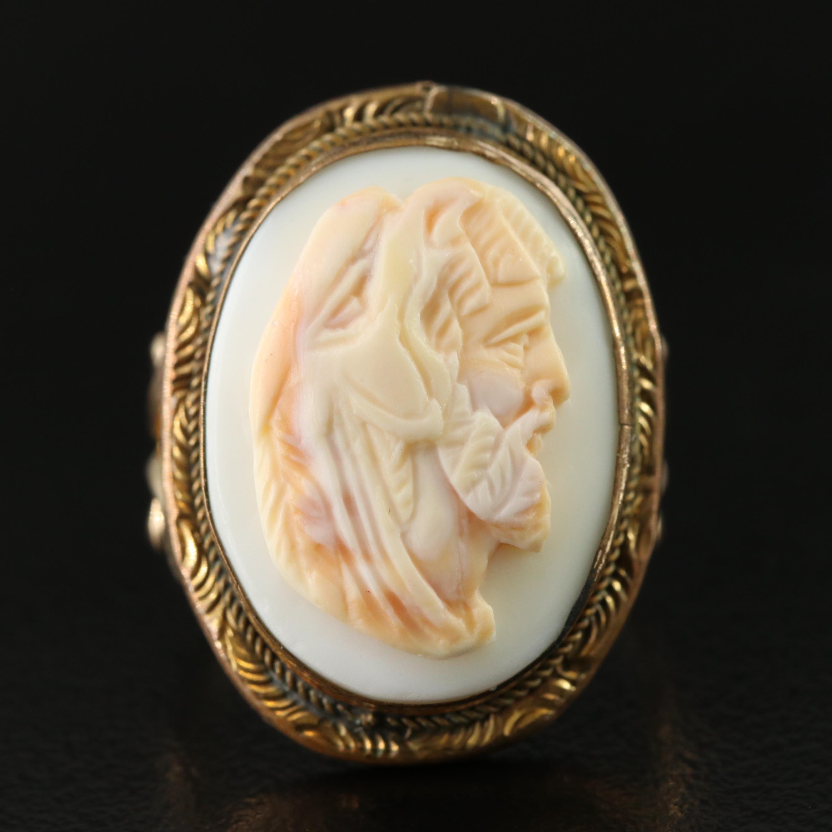 Antique Coral Cameo Ring