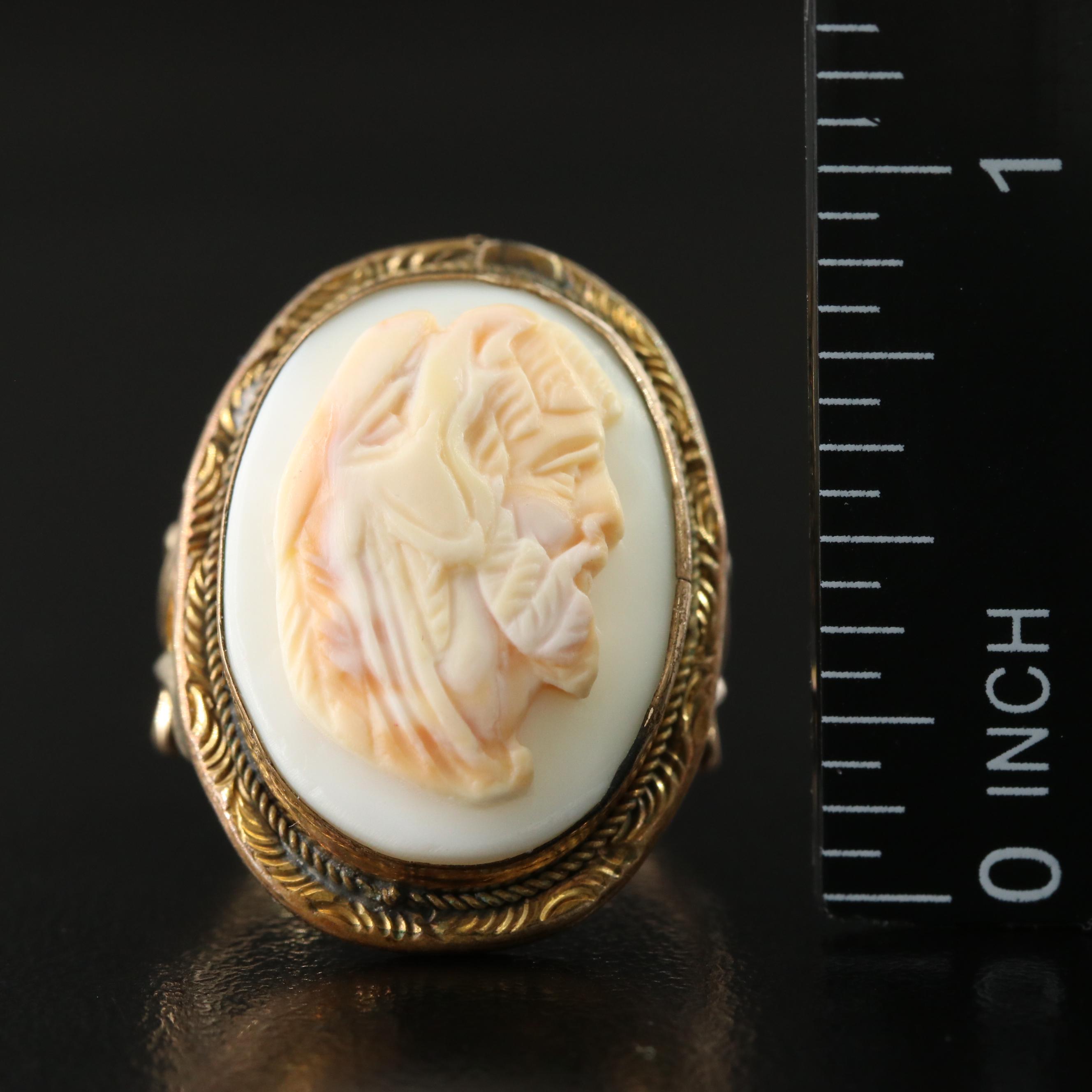 Antique Coral Cameo Ring
