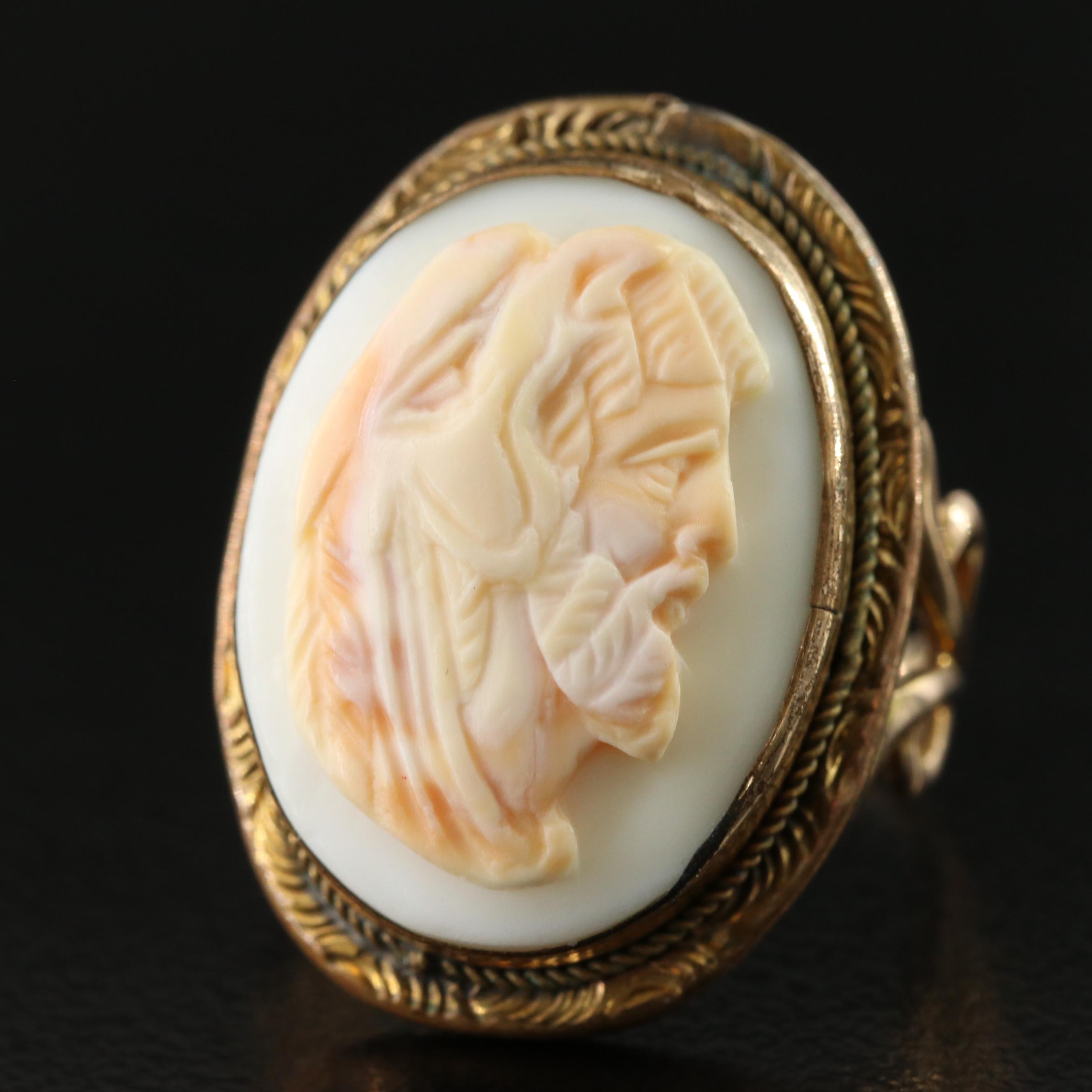Antique Coral Cameo Ring