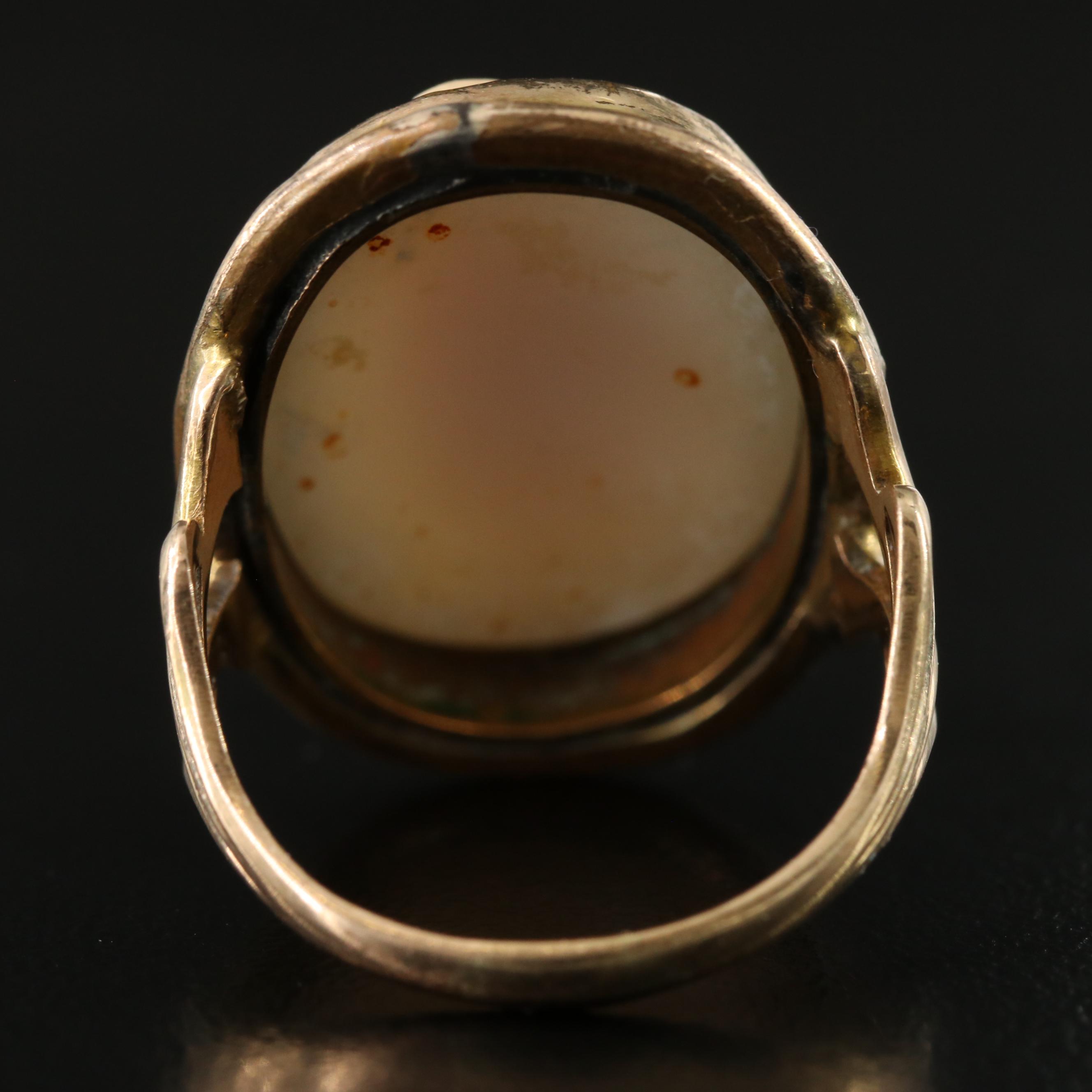 Antique Coral Cameo Ring