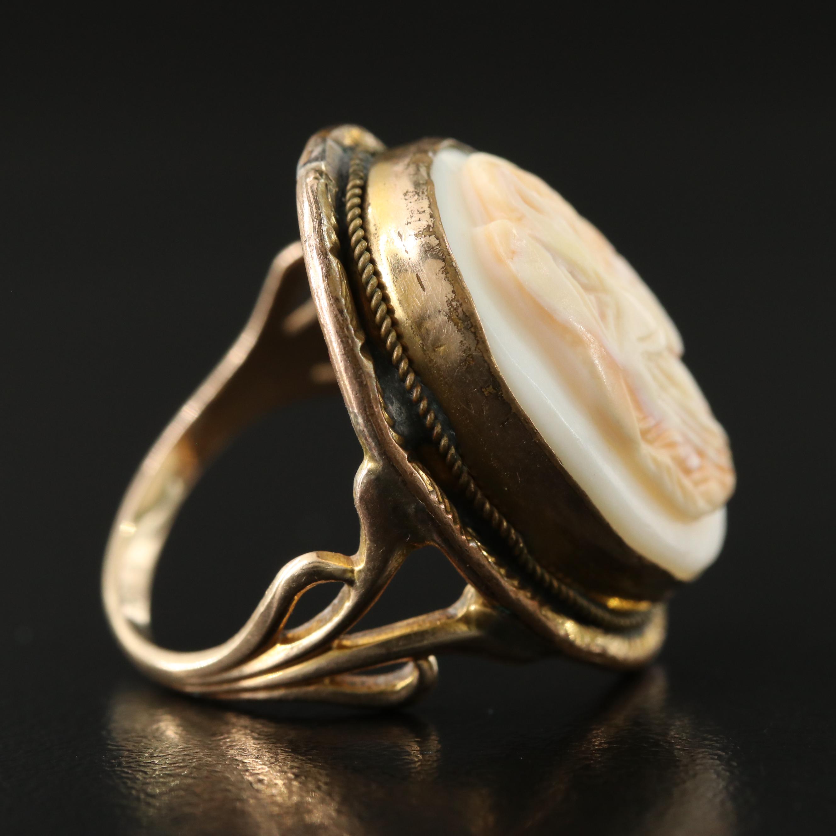 Antique Coral Cameo Ring