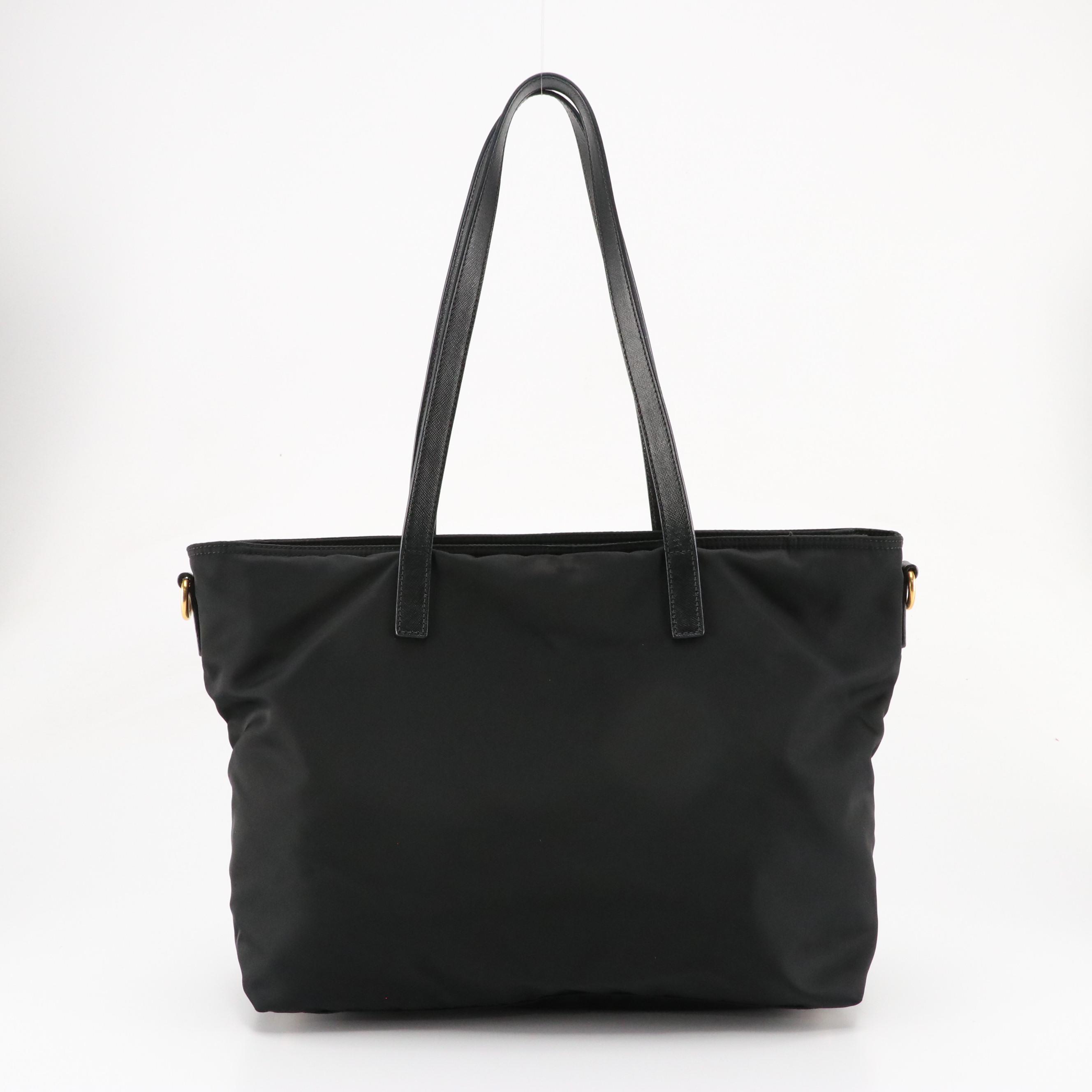 Prada Black Tessuto Nylon and Saffiano Leather Two-Way Shoulder Bag