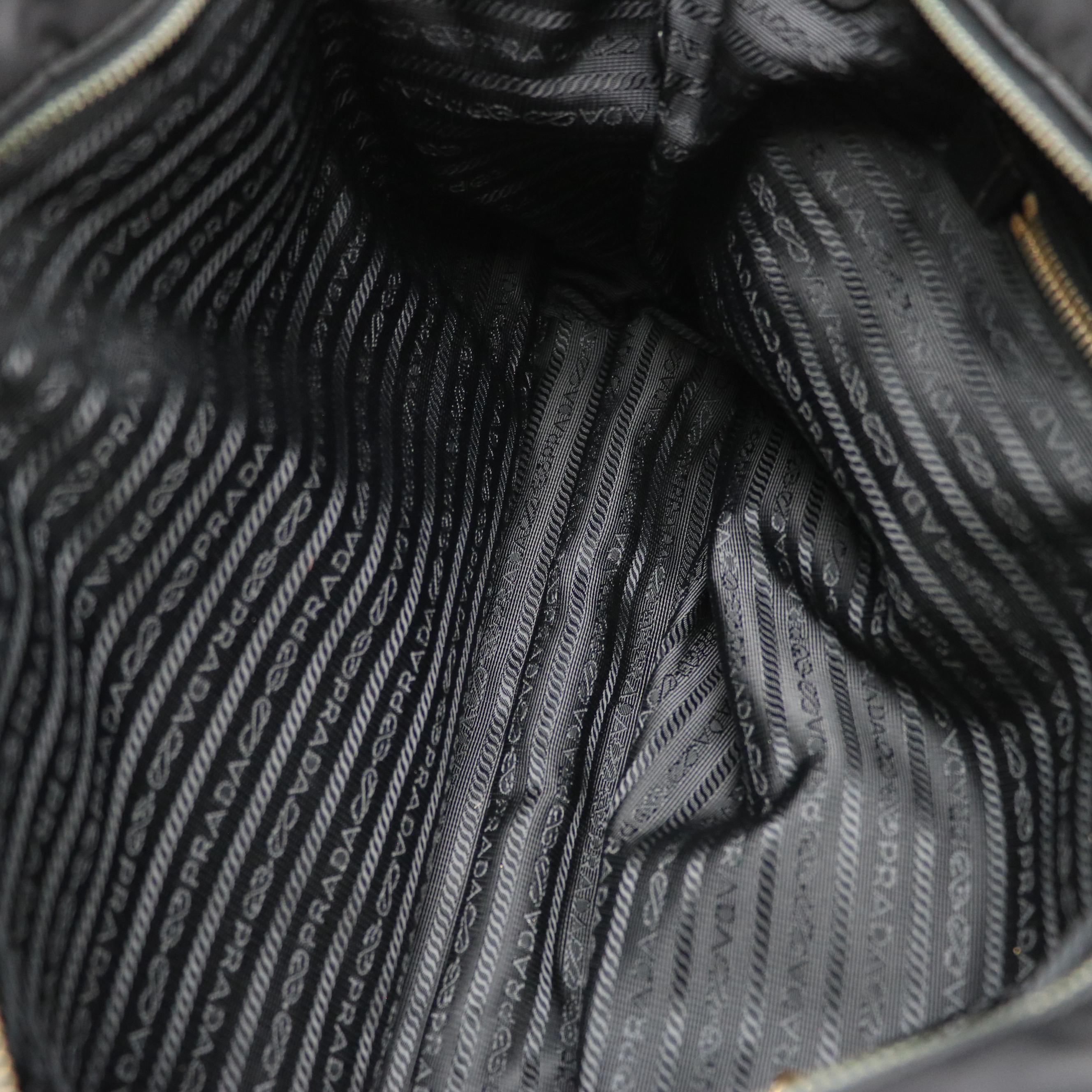 Prada Black Tessuto Nylon and Saffiano Leather Two-Way Shoulder Bag