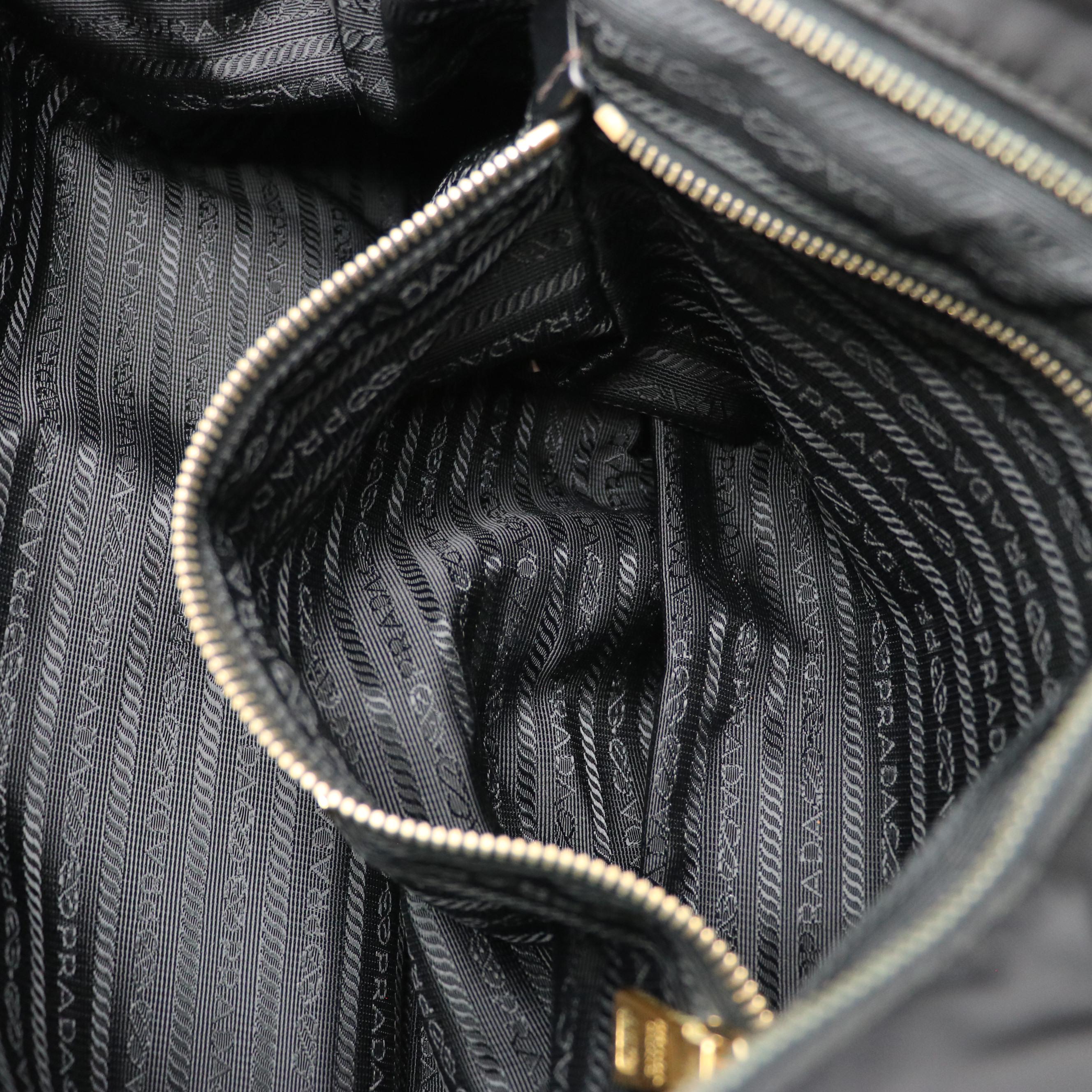 Prada Black Tessuto Nylon and Saffiano Leather Two-Way Shoulder Bag