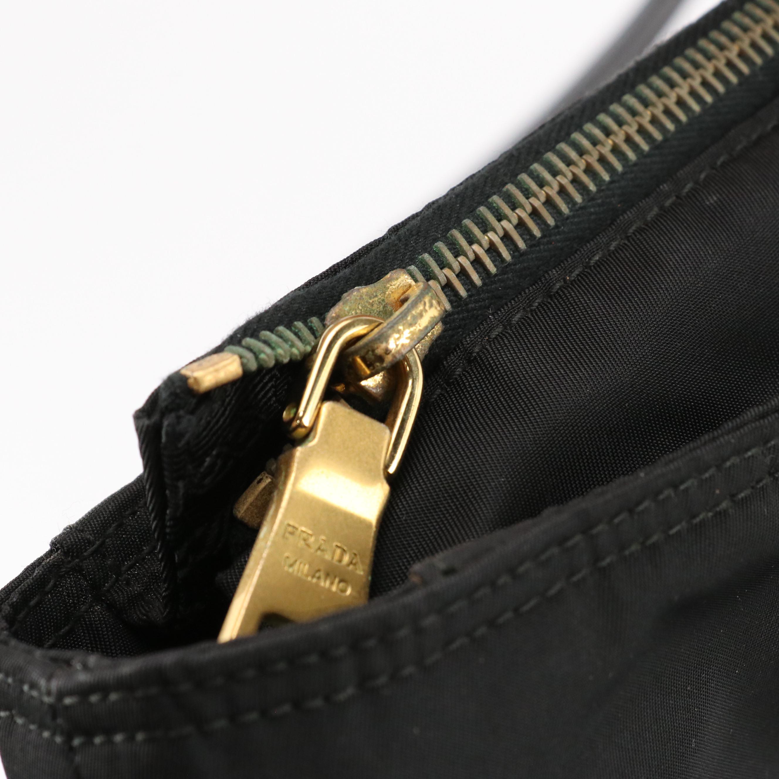 Prada Black Tessuto Nylon and Saffiano Leather Two-Way Shoulder Bag