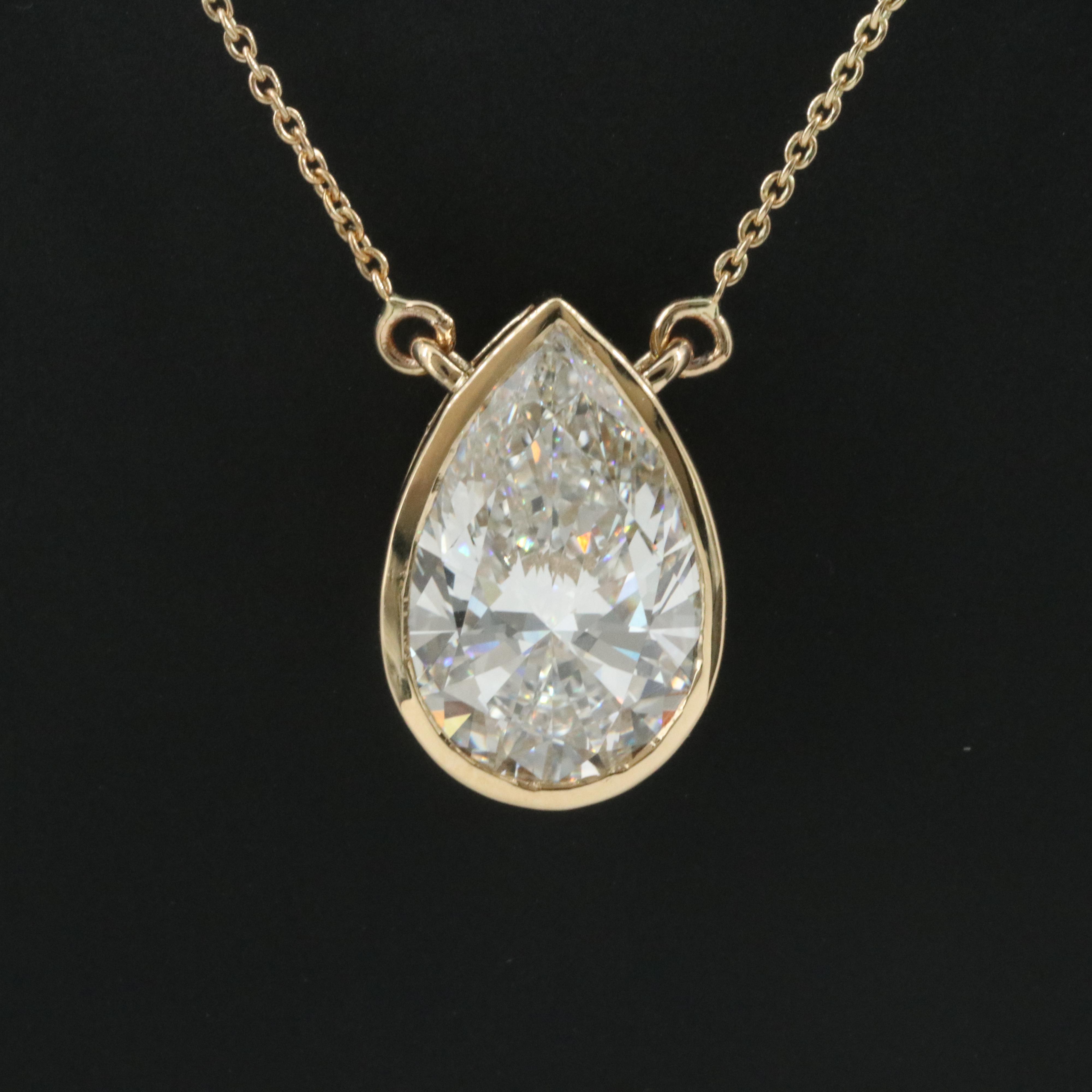 18K 5.10 CT Lab Grown Diamond Solitaire Necklace with IGI Report