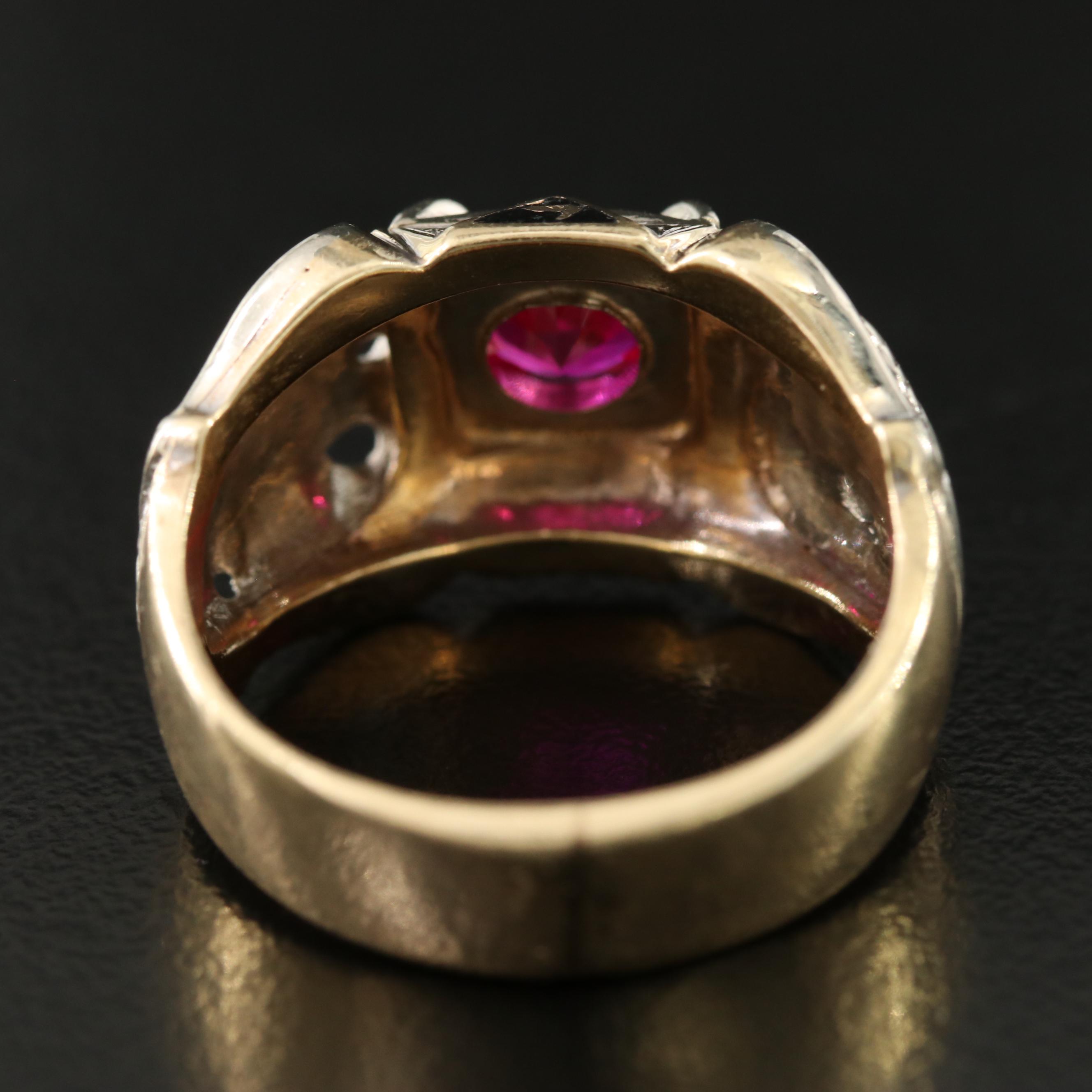 14K Ruby and Enamel 32nd Degree Mason Ring
