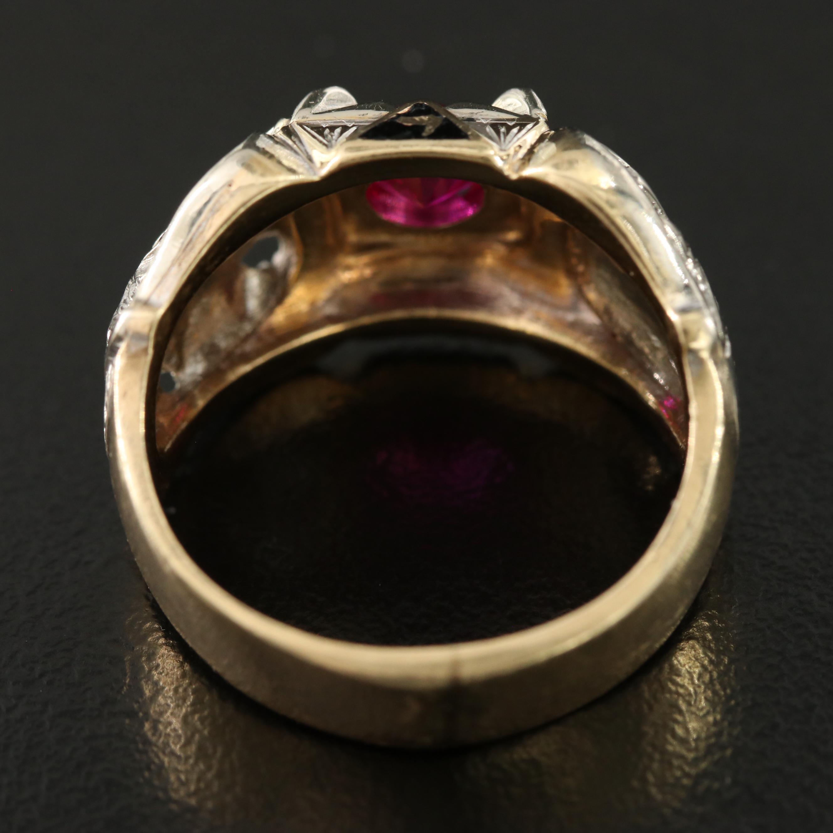 14K Ruby and Enamel 32nd Degree Mason Ring