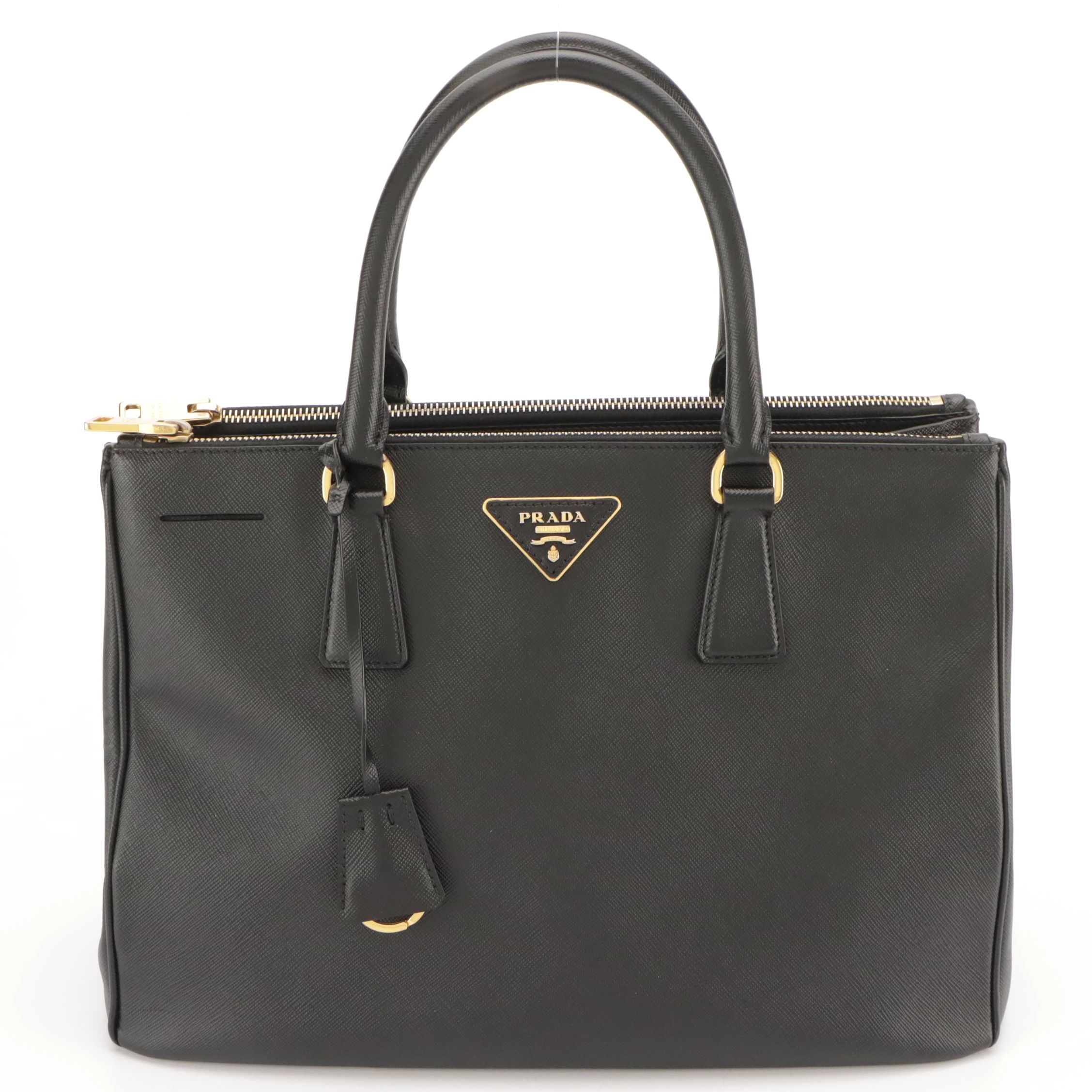 Prada Large Galleria Double Zip Two-Way Bag in Saffiano Lux Leather
