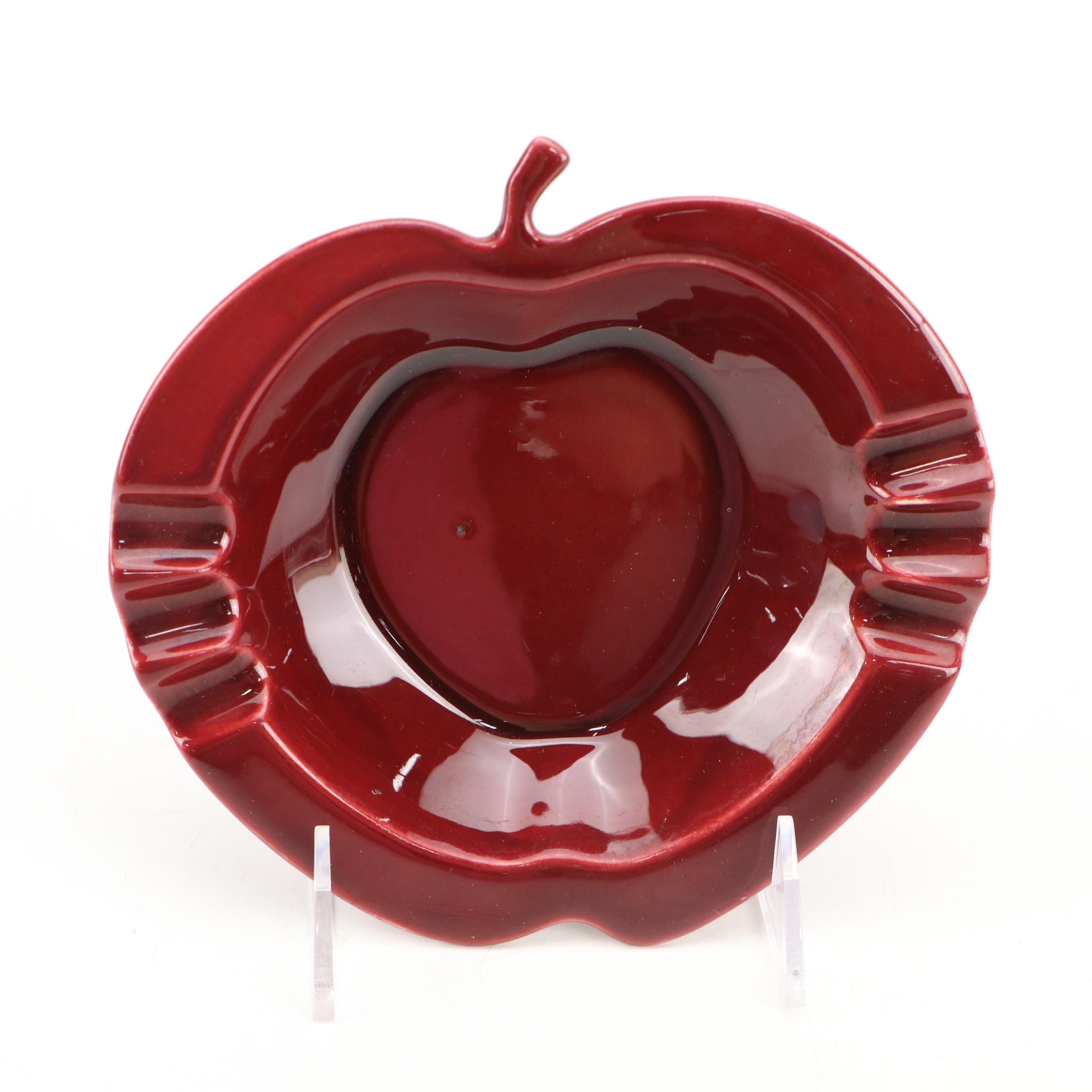 Rookwood Pottery Apple Form Ceramic Ashtray with Blue Glazed Ceramic Vase